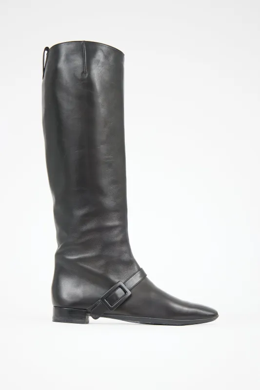 Leather Buckle Boot sold by VSP Consignment
