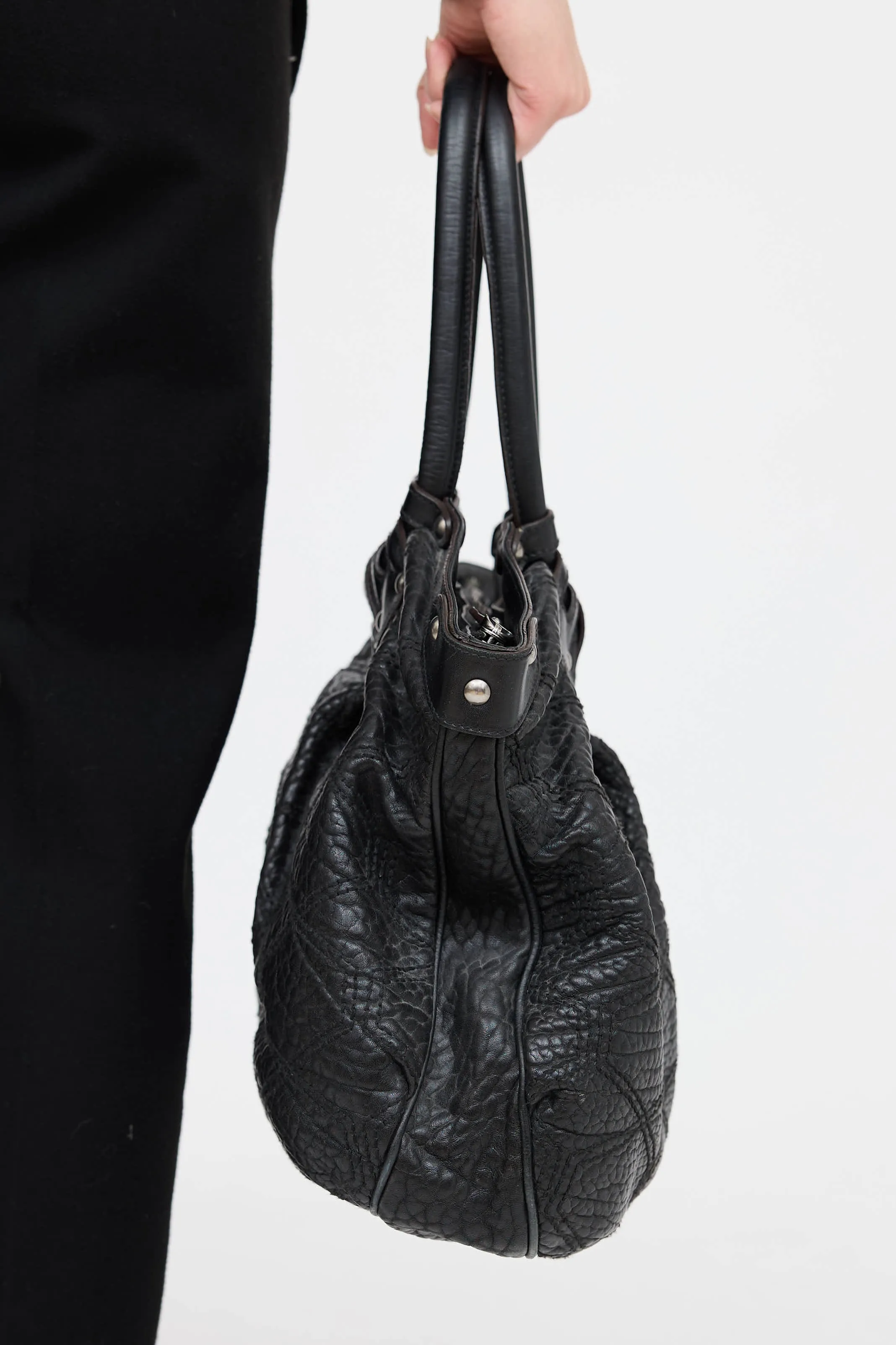 Pebbled Leather Shoulder Bag sold by VSP Consignment product image thumbnail 4