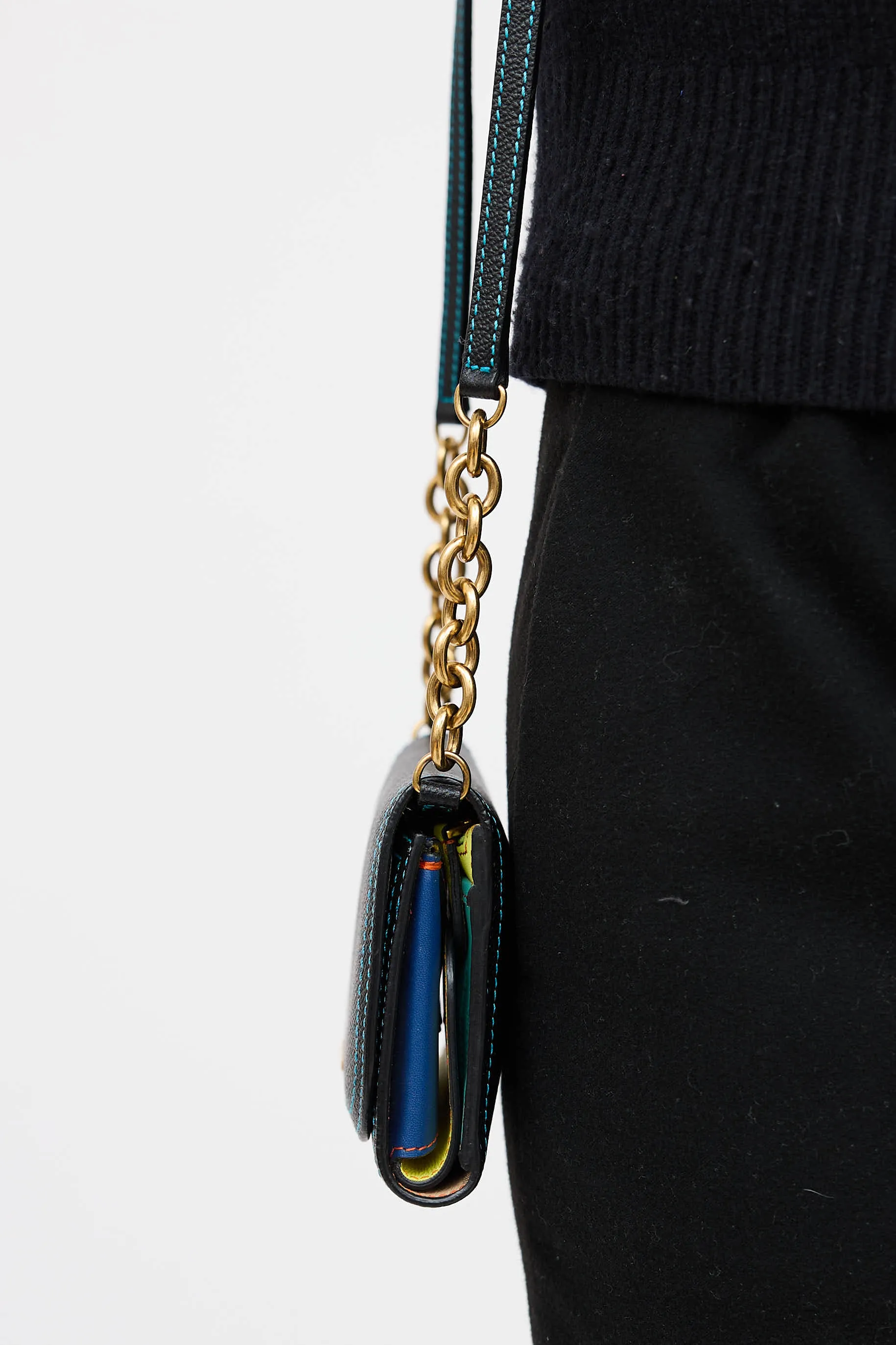 Leather Top Stitch Trifold Wallet On Chain sold by VSP Consignment product image thumbnail 3