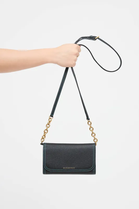 Leather Top Stitch Trifold Wallet On Chain made by Burberry