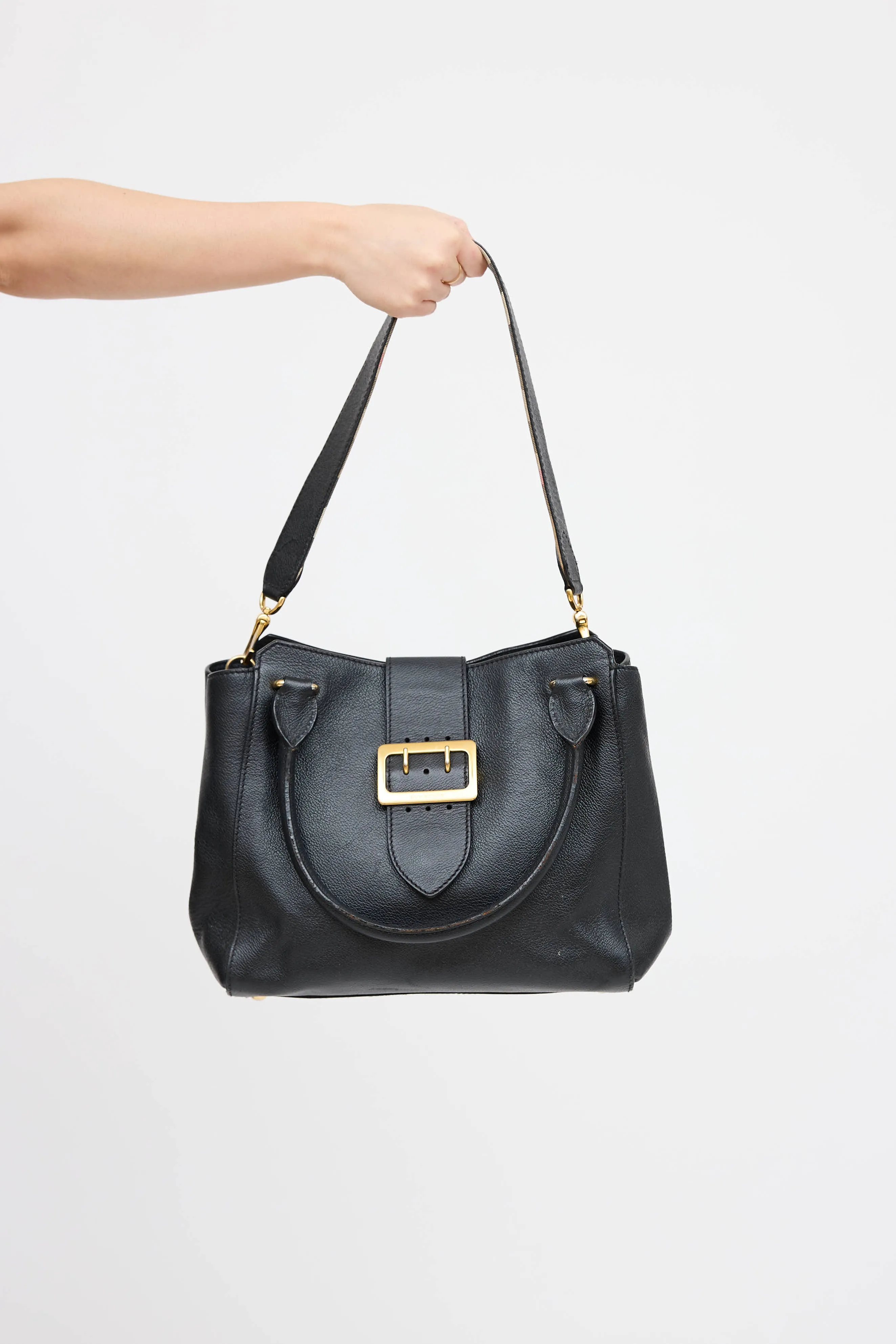 Leather Buckle Tote Bag sold by VSP Consignment