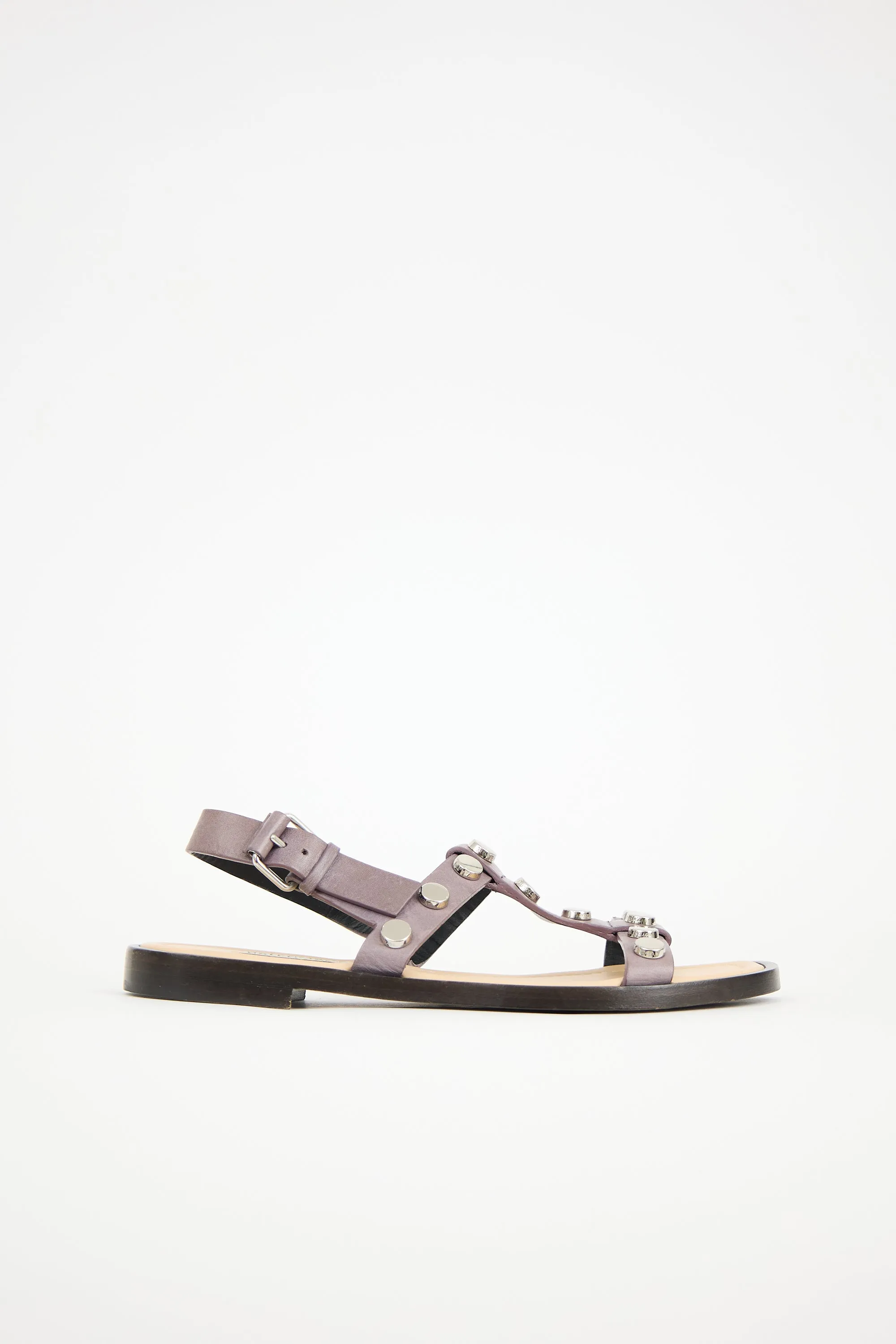 Leather Studded T-Strap Sandal sold by VSP Consignment