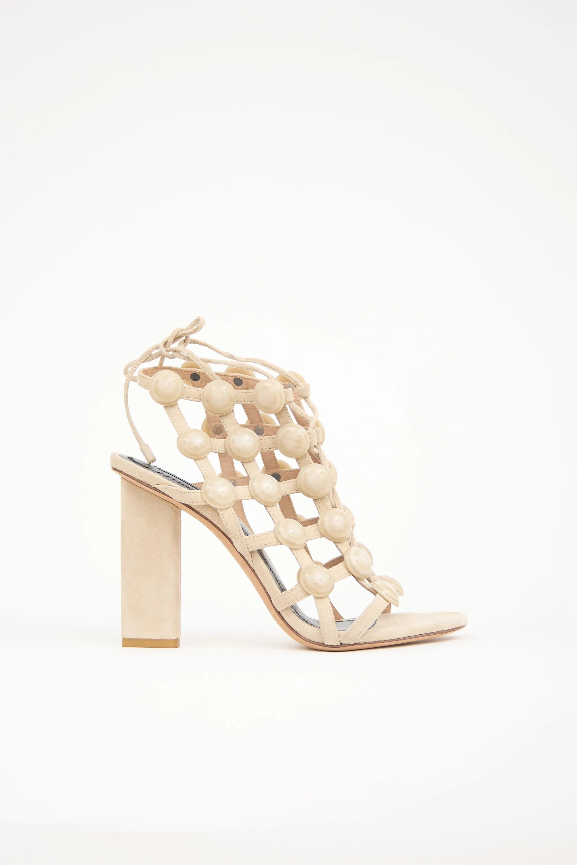 Suede Rubie Caged Sandal sold by VSP Consignment