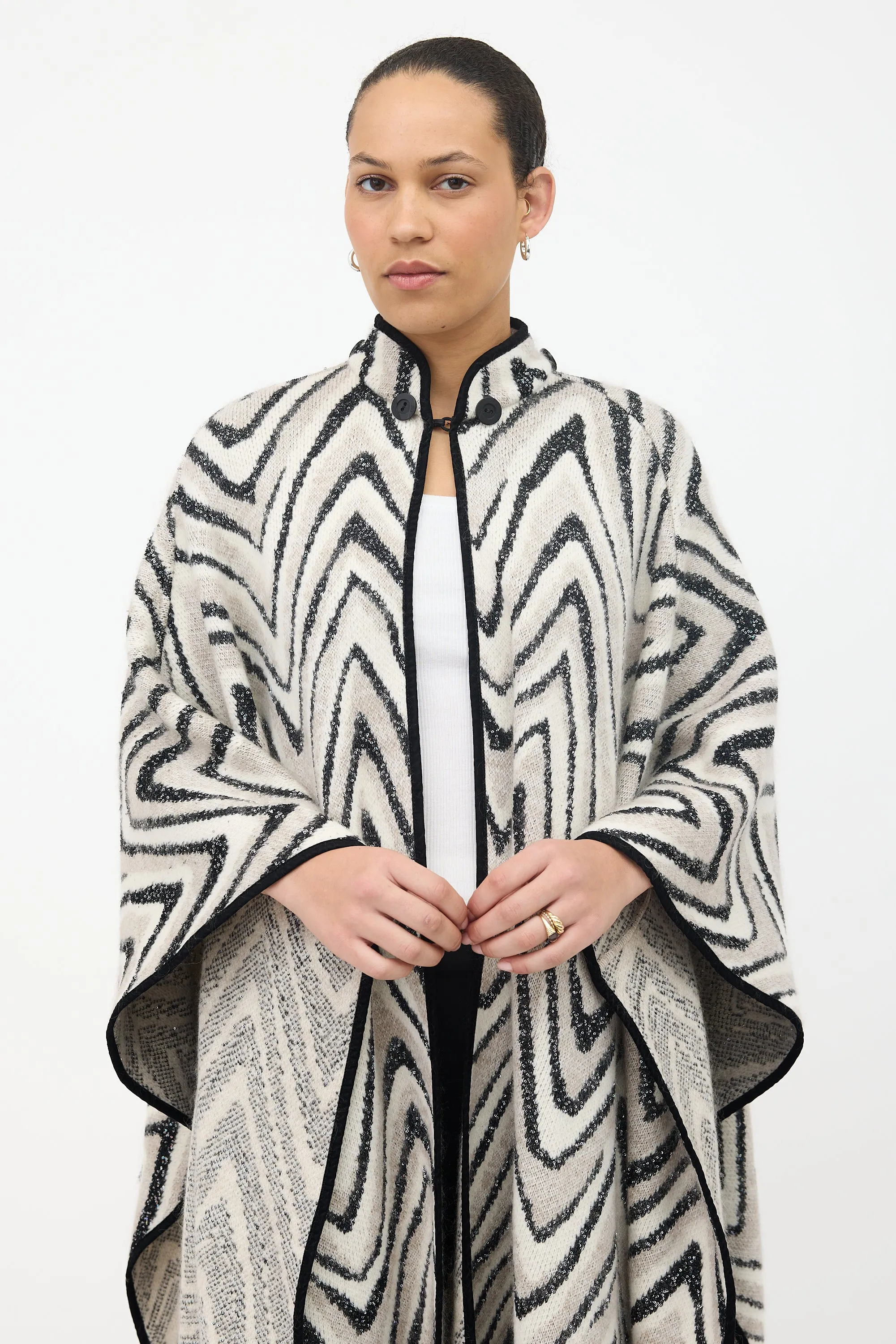 Wool Patterned Hooded Cape sold by VSP Consignment product image thumbnail 2