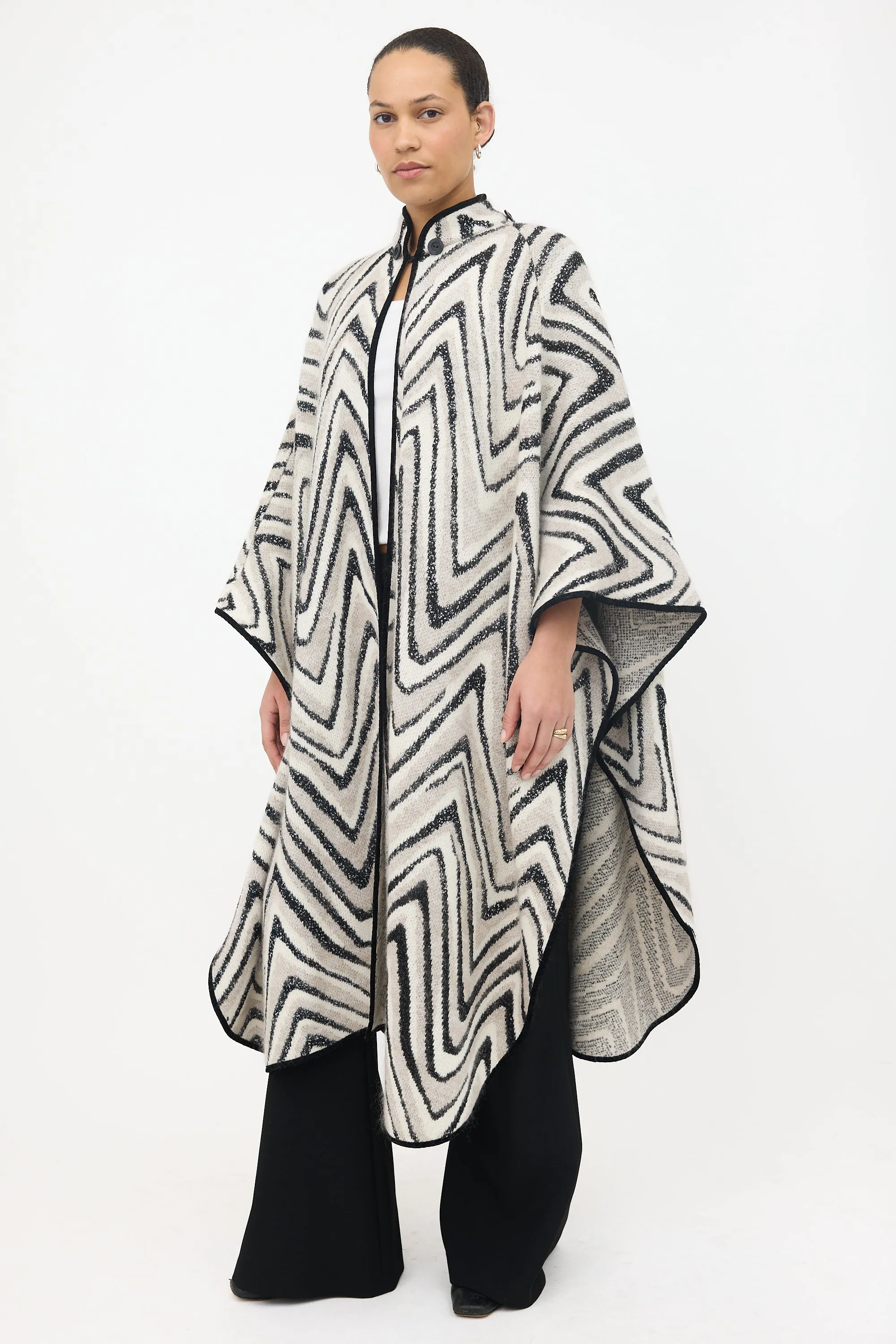 Wool Patterned Hooded Cape sold by VSP Consignment product image thumbnail 4