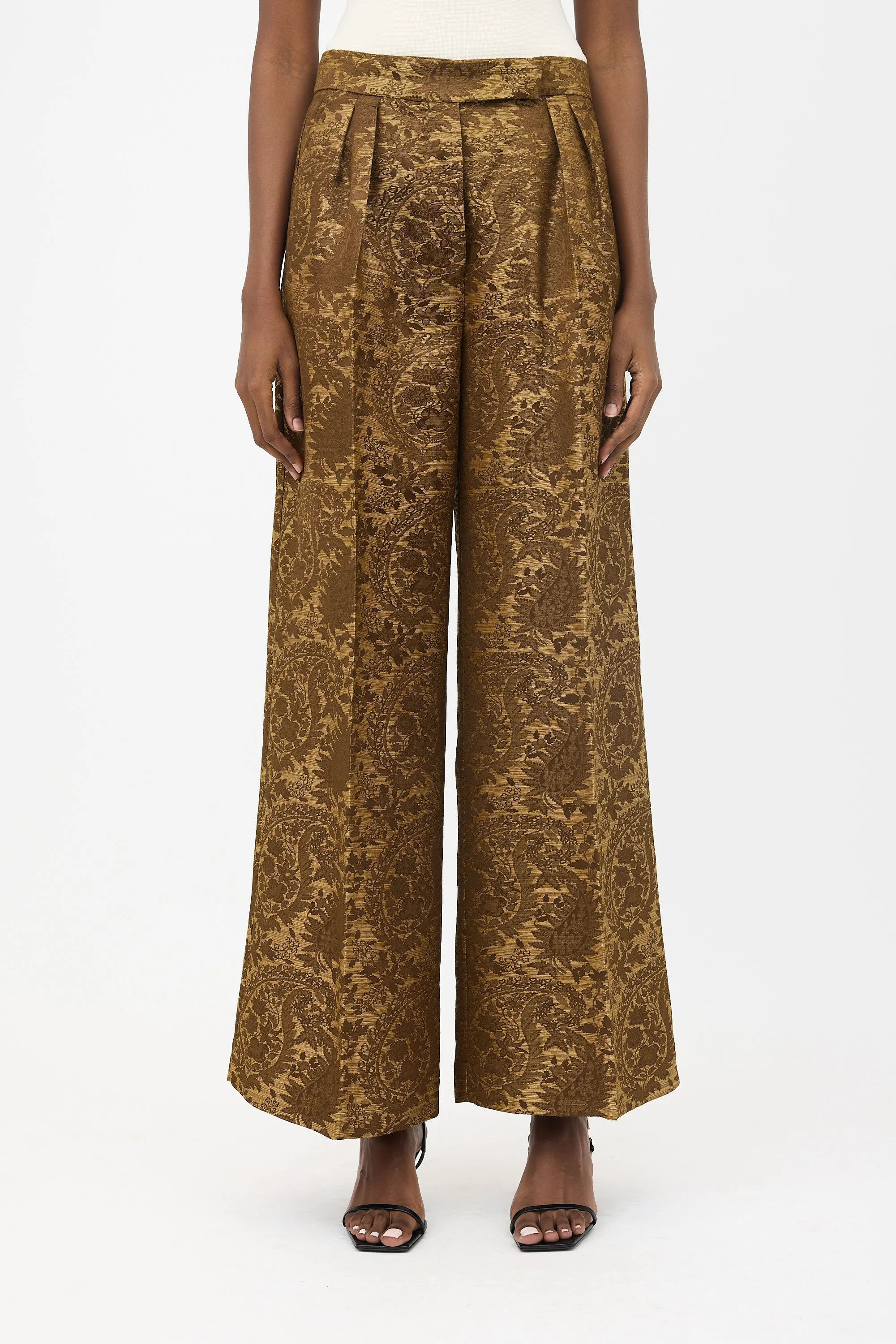 Floral Jacquard Wide Leg Trouser sold by VSP Consignment