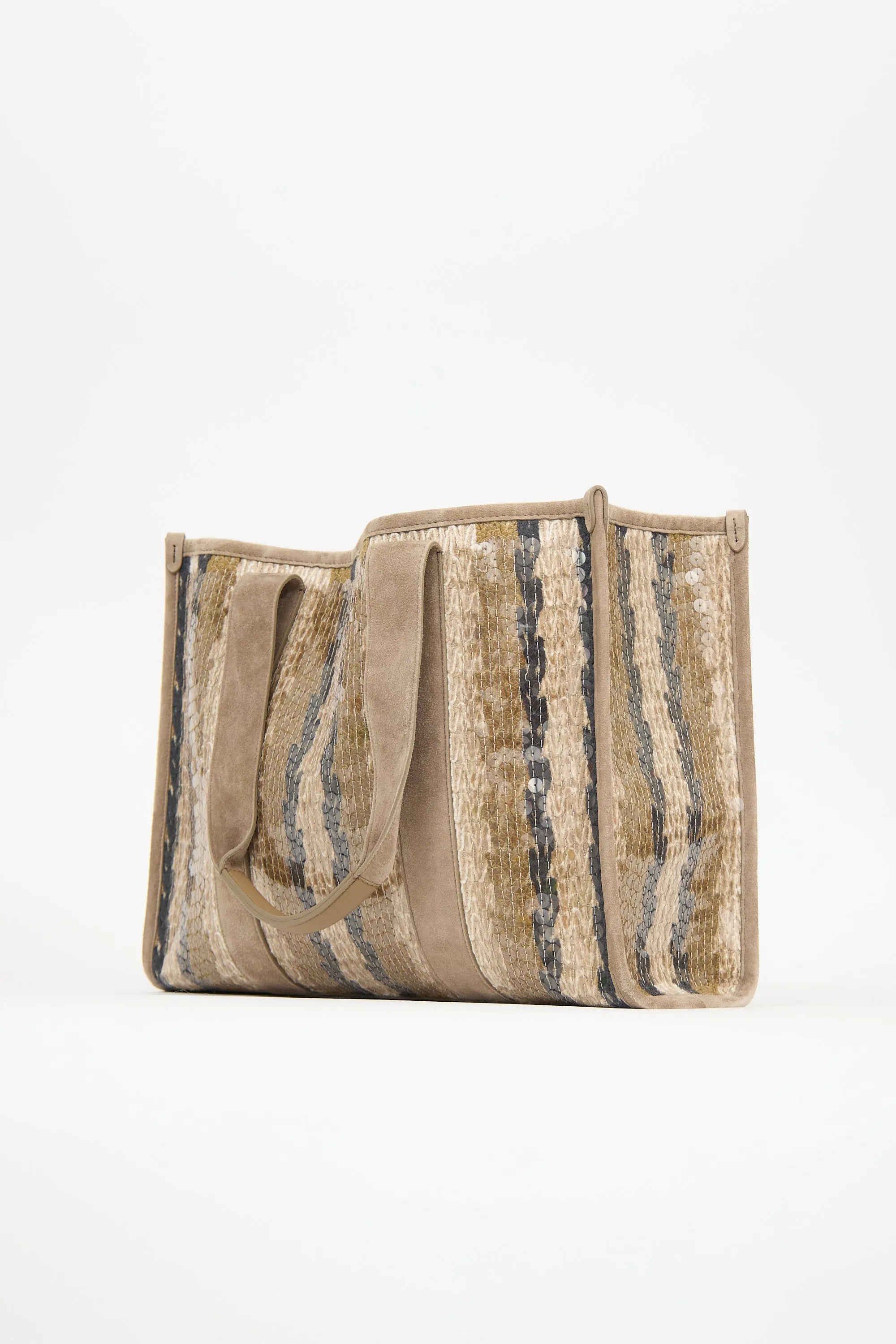 Suede & Sequin Glamour Stripe Tote Bag sold by VSP Consignment product image thumbnail 4
