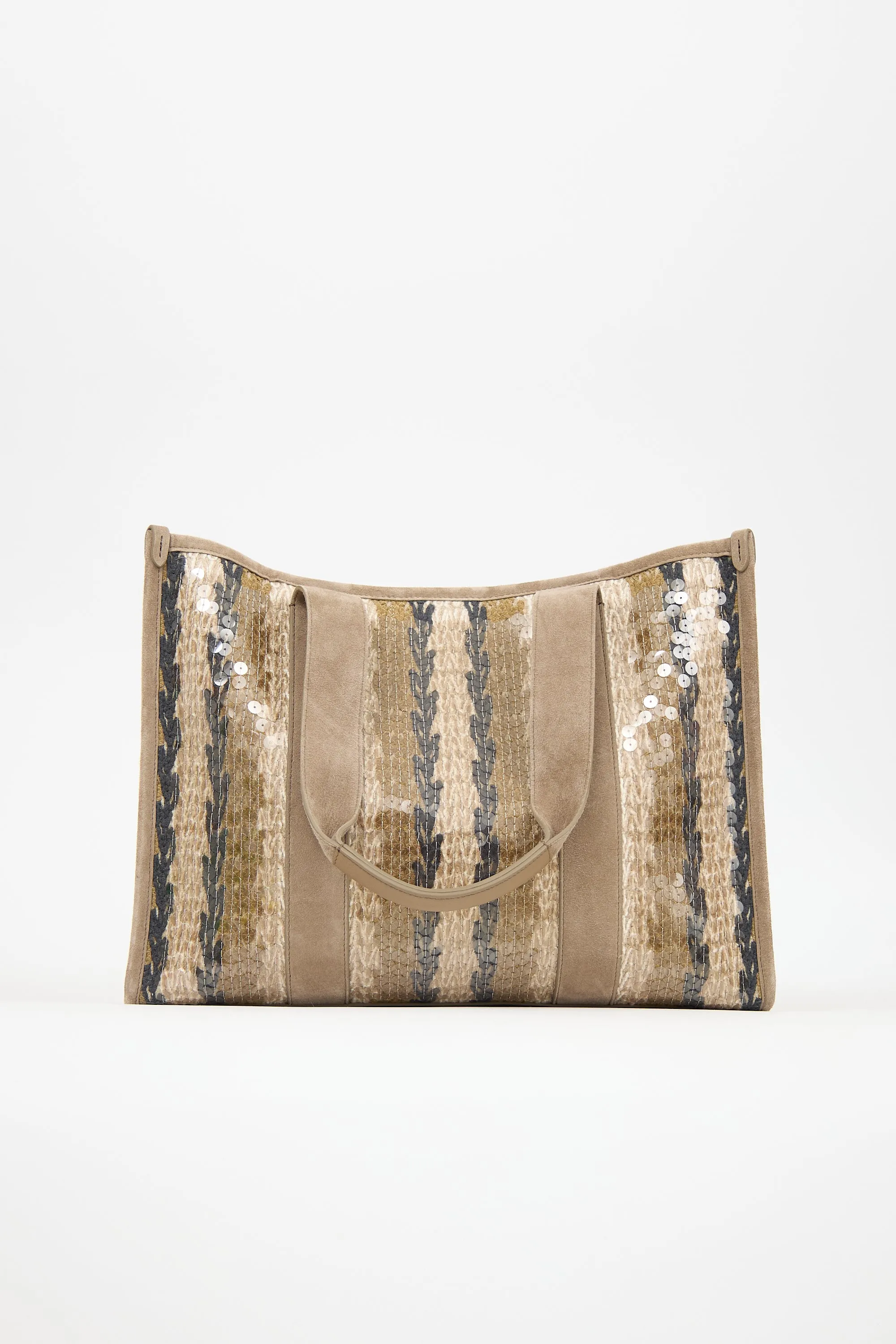 Suede & Sequin Glamour Stripe Tote Bag sold by VSP Consignment product image thumbnail 5