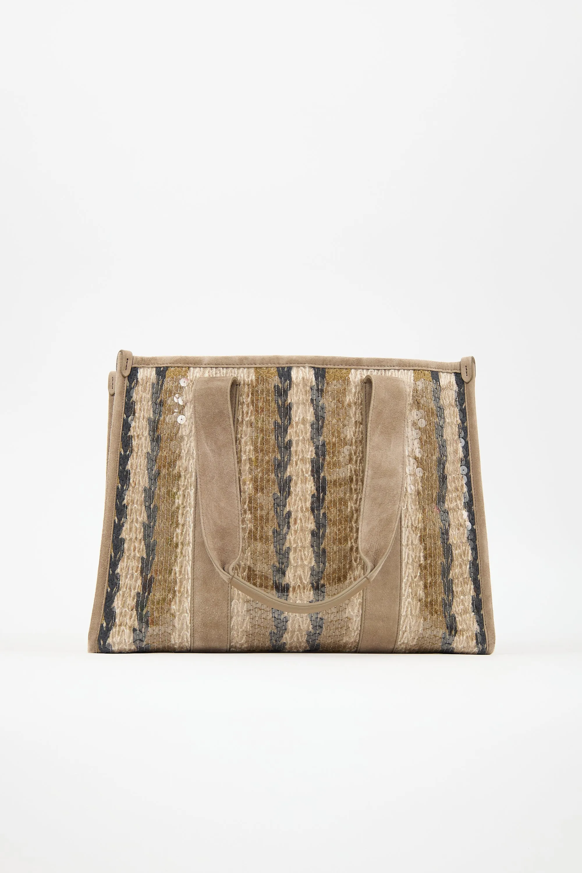 Suede & Sequin Glamour Stripe Tote Bag sold by VSP Consignment product image thumbnail 3