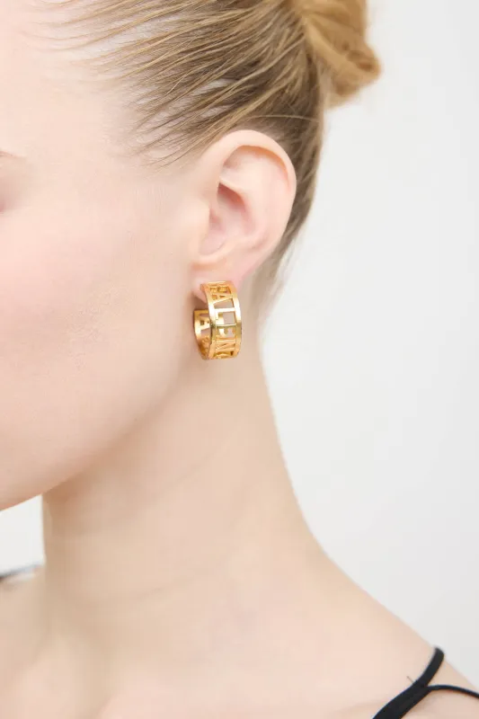 Gold Logo Hoop Earring made by Balenciaga