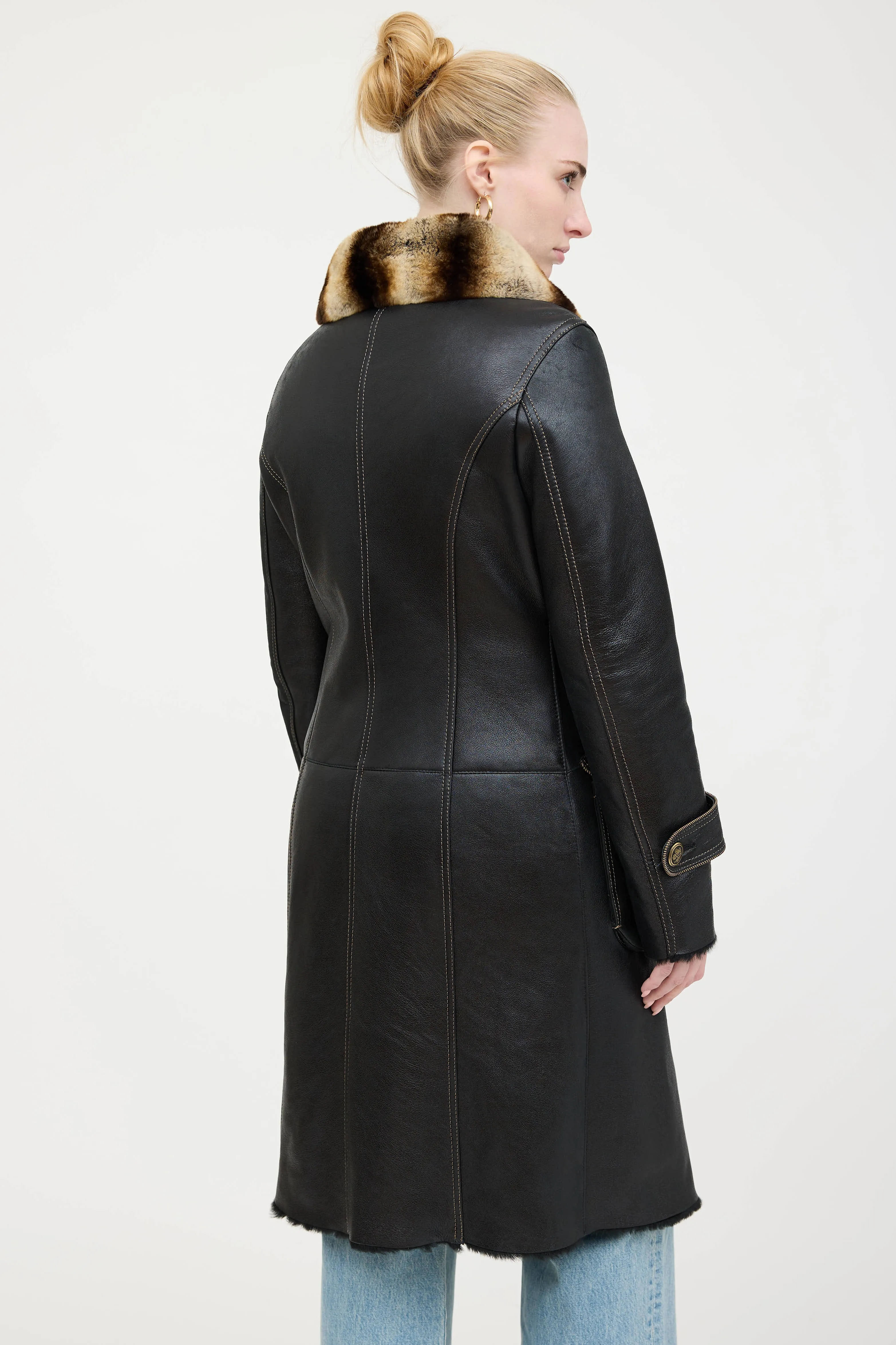 Leather and Fur Trim Coat sold by VSP Consignment product image thumbnail 4