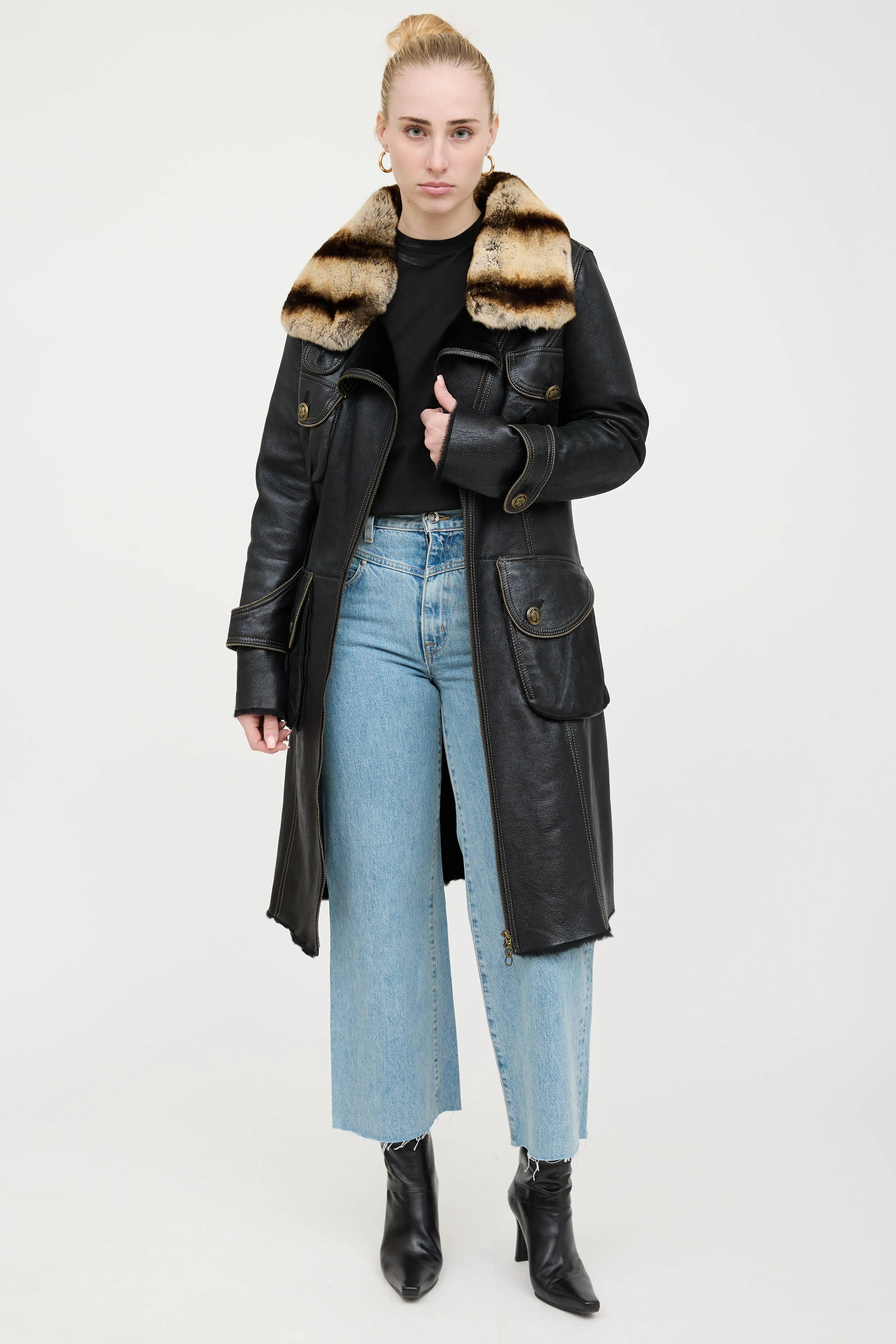 Leather and Fur Trim Coat sold by VSP Consignment product image thumbnail 5