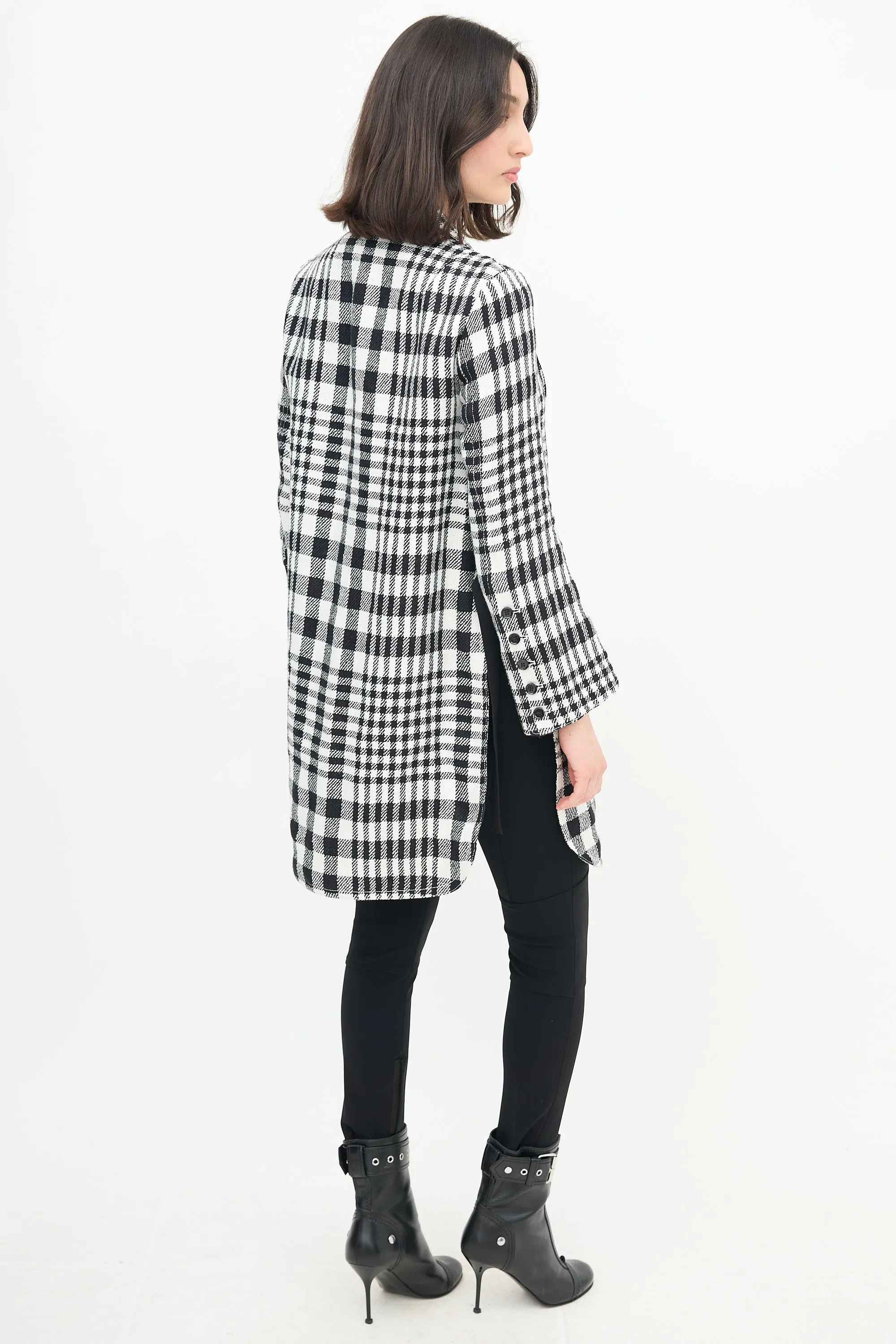Linen Checked Sideless Coat sold by VSP Consignment product image thumbnail 5
