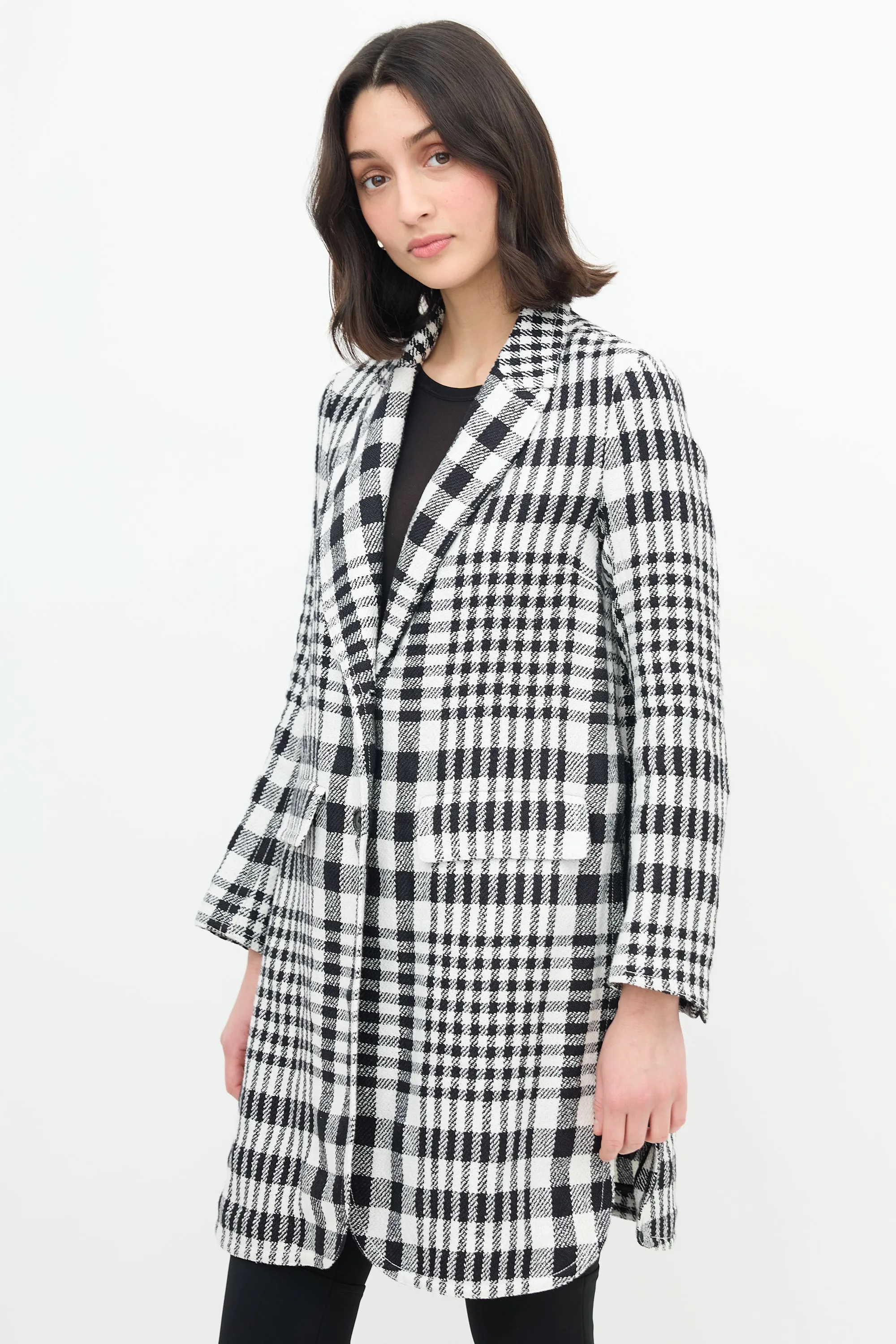 Linen Checked Sideless Coat sold by VSP Consignment product image thumbnail 3