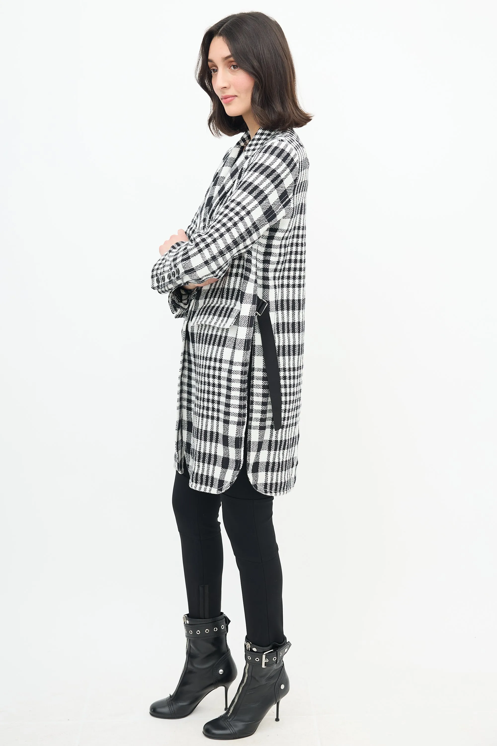 Linen Checked Sideless Coat sold by VSP Consignment product image thumbnail 4