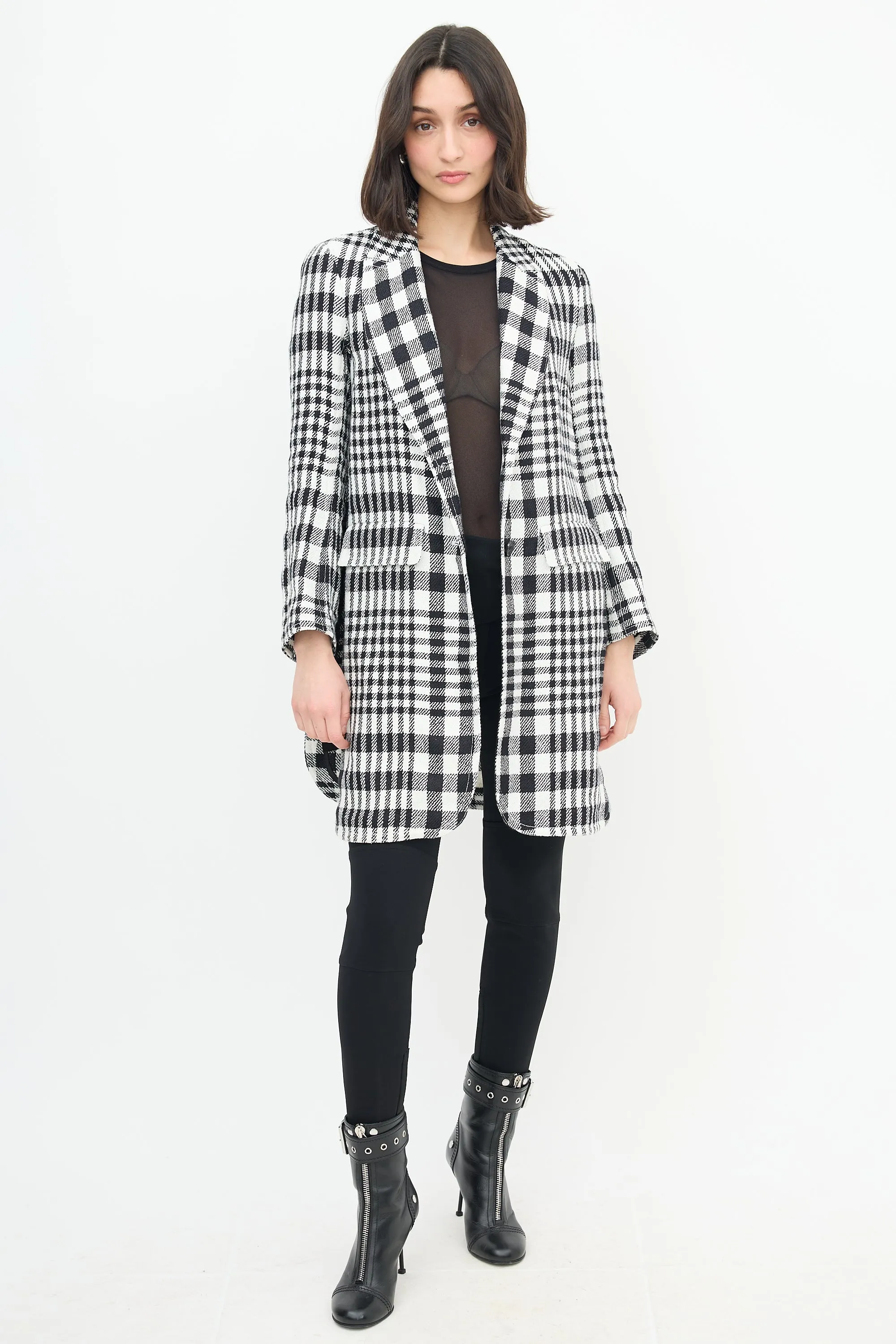 Linen Checked Sideless Coat sold by VSP Consignment