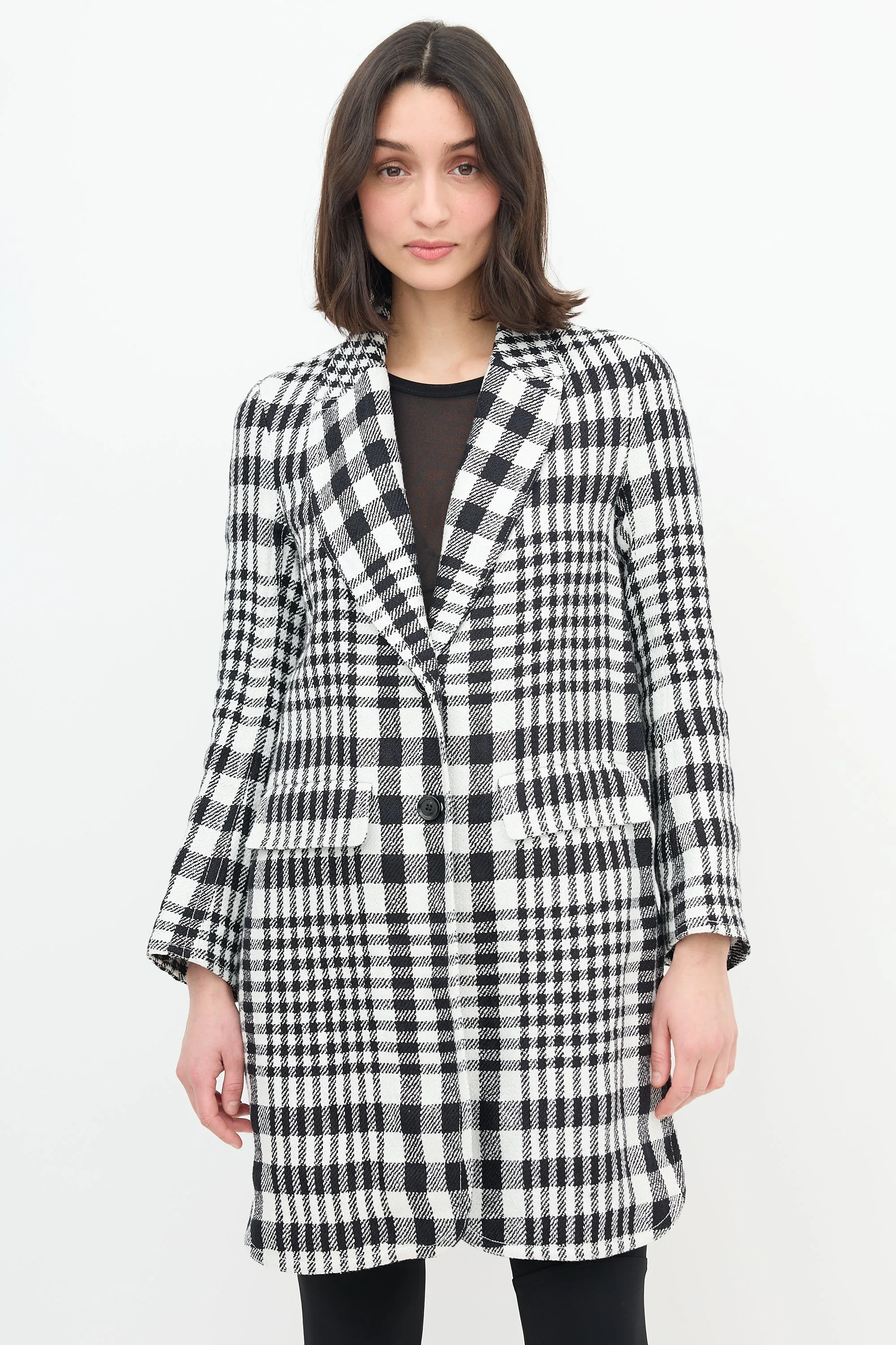 Linen Checked Sideless Coat sold by VSP Consignment product image thumbnail 2