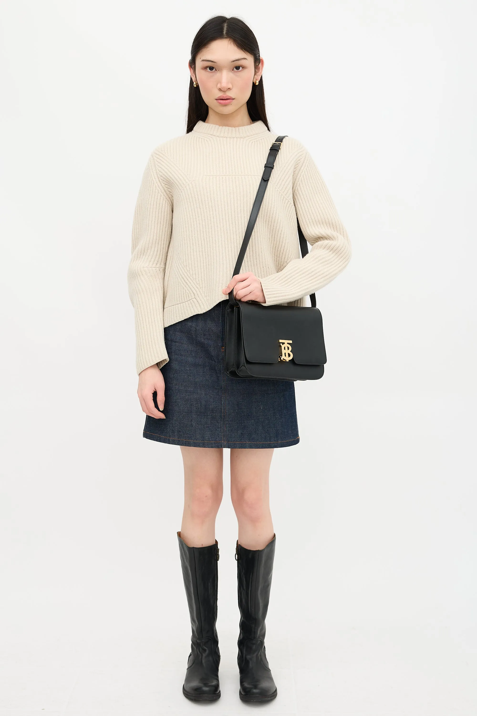 Leather Medium TB Flap Bag sold by VSP Consignment product image thumbnail 3