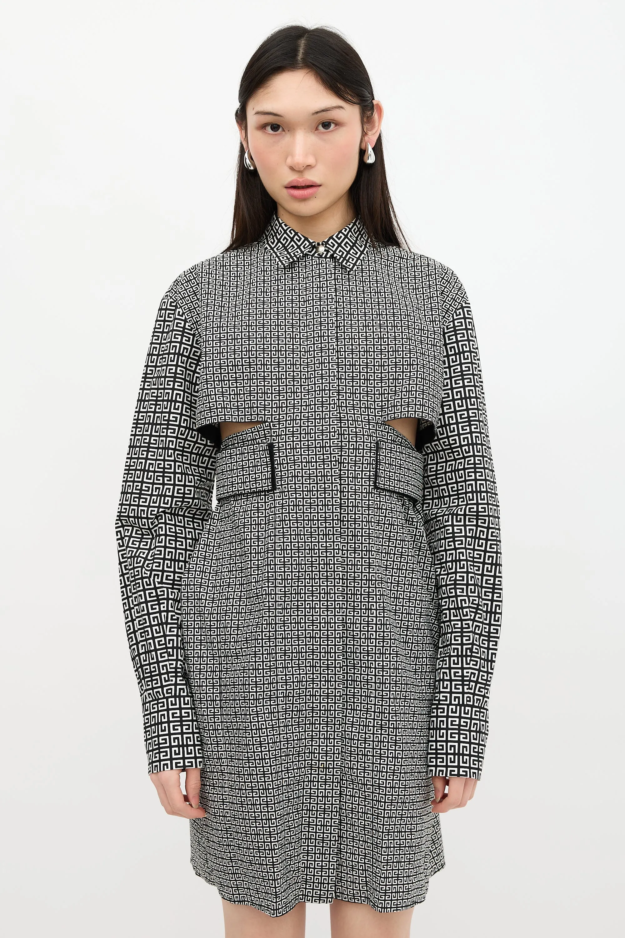 Printed Cut Out Shirt Dress sold by VSP Consignment