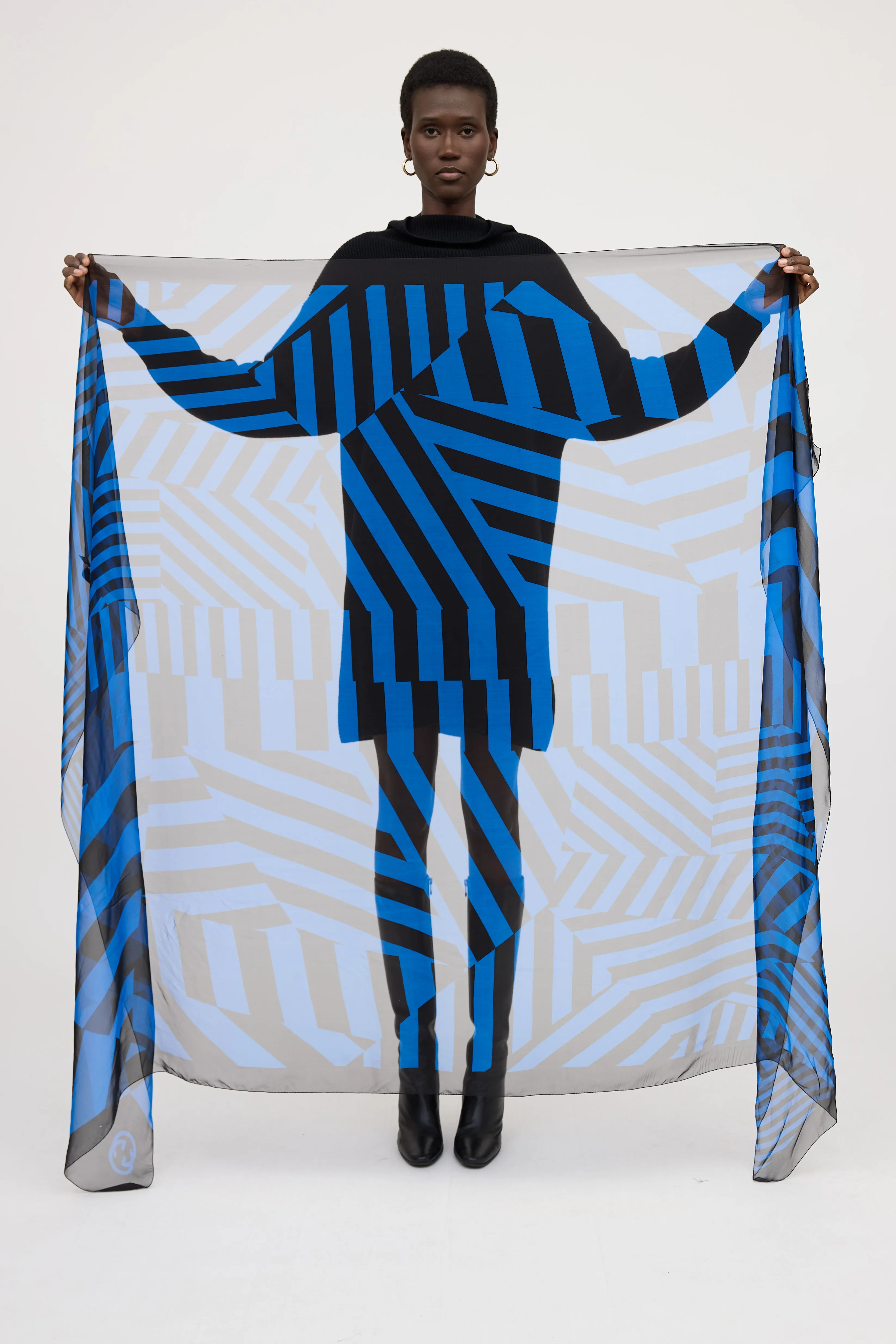 Silk Striped Scarf sold by VSP Consignment product image thumbnail 2