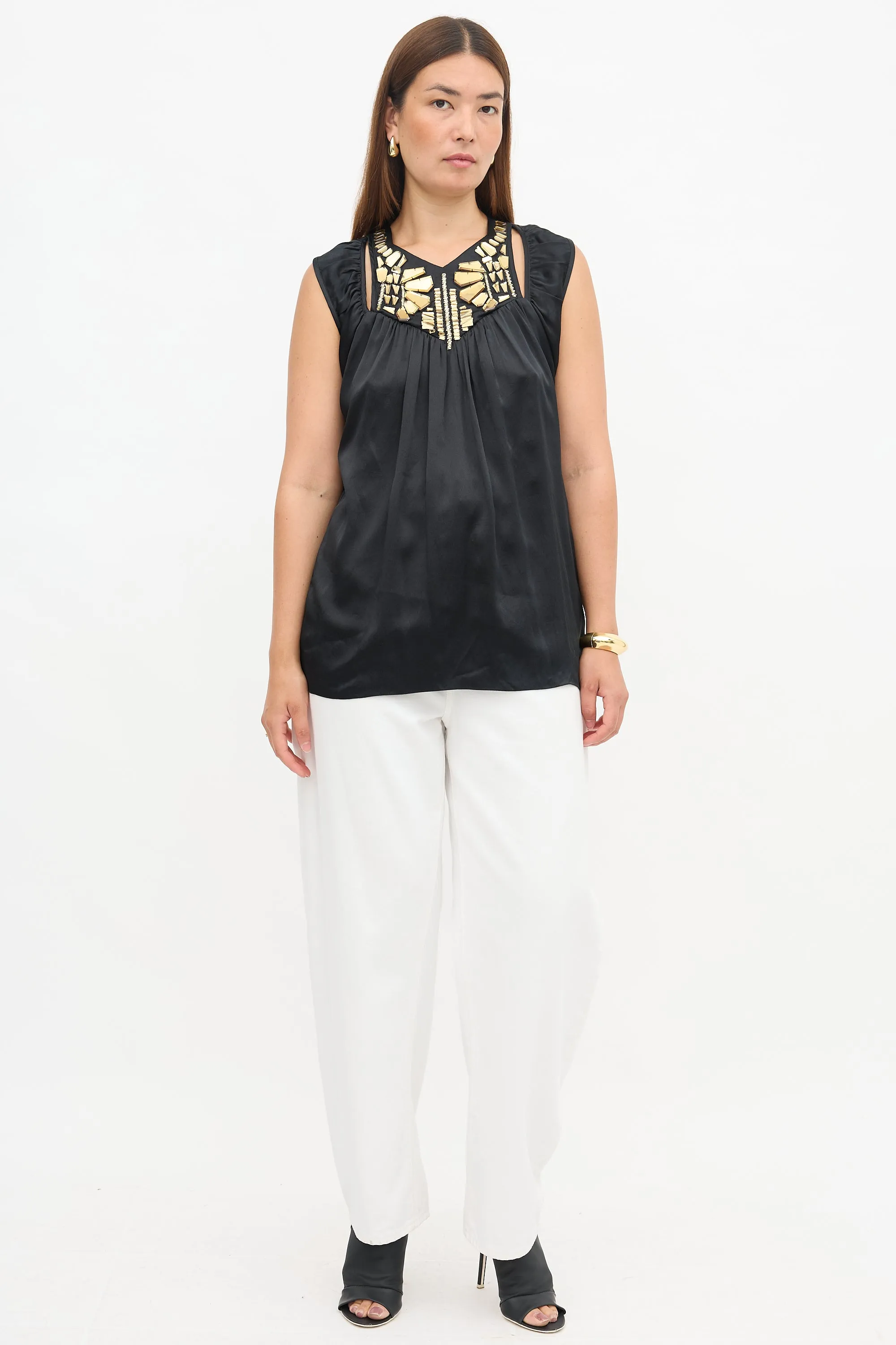 Silk Embellished Tank Top sold by VSP Consignment product image thumbnail 5