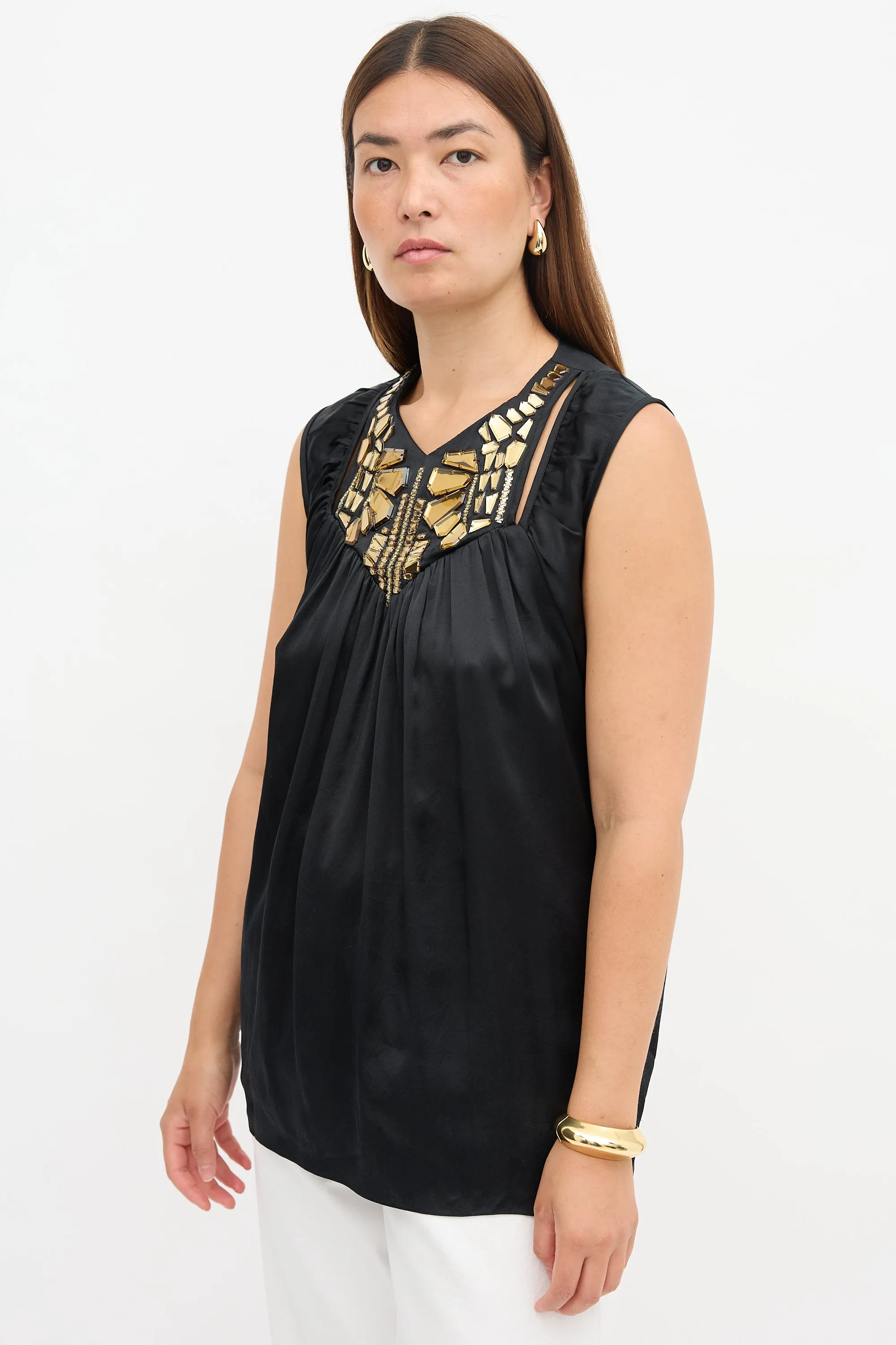 Silk Embellished Tank Top sold by VSP Consignment product image thumbnail 3