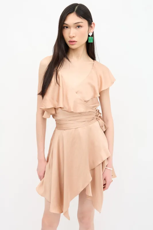 Silk Sueded Asymmetric Wrap Dress sold by VSP Consignment