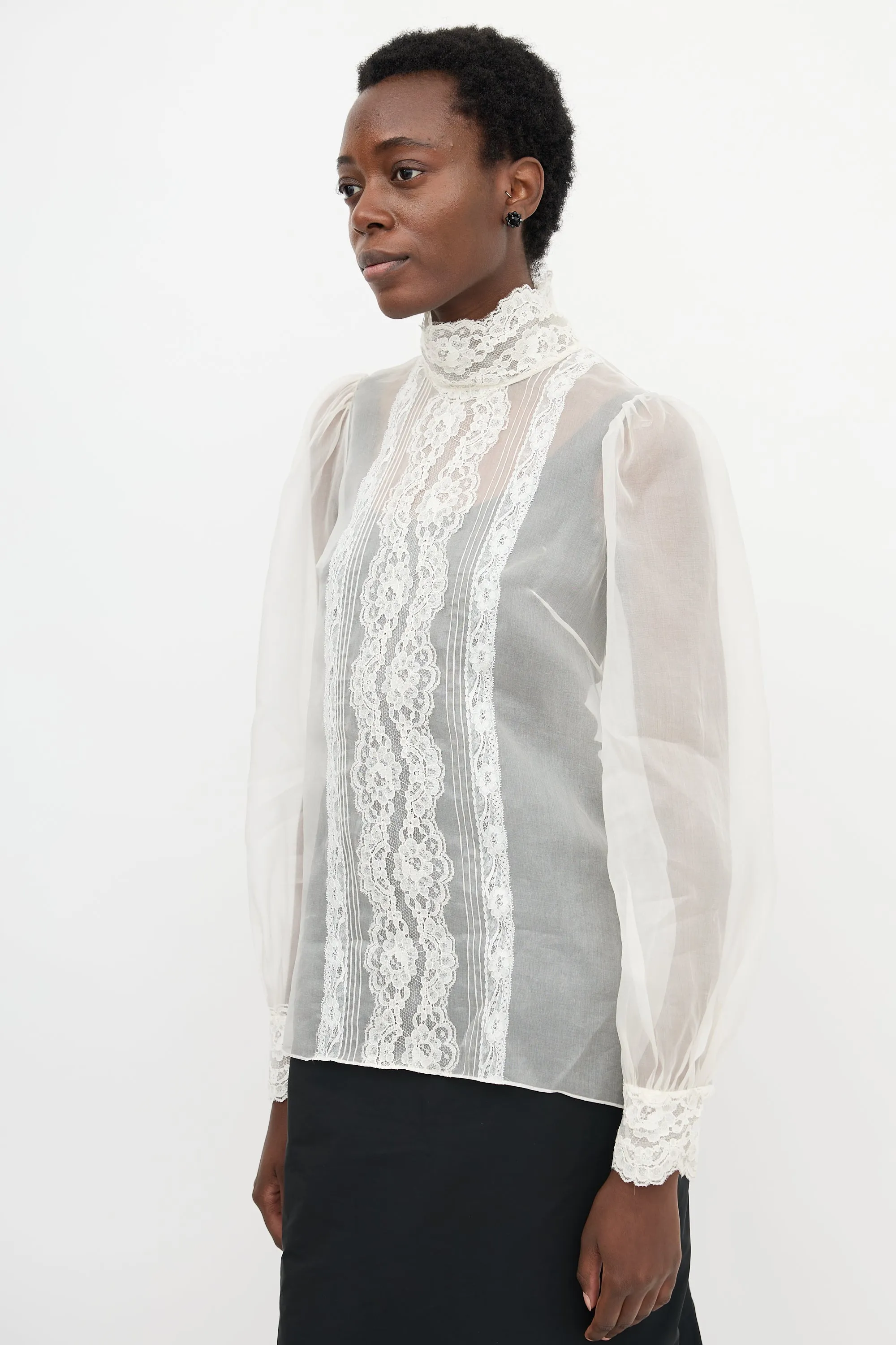 Silk Chiffon & Lace Blouse sold by VSP Consignment product image thumbnail 3