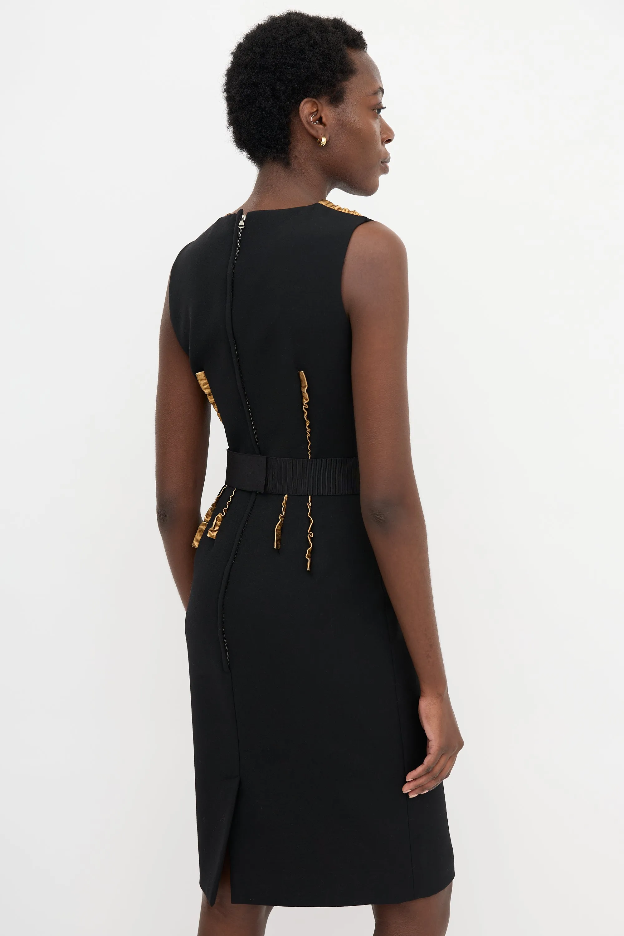 Leather Trim Sheath Dress sold by VSP Consignment product image thumbnail 4
