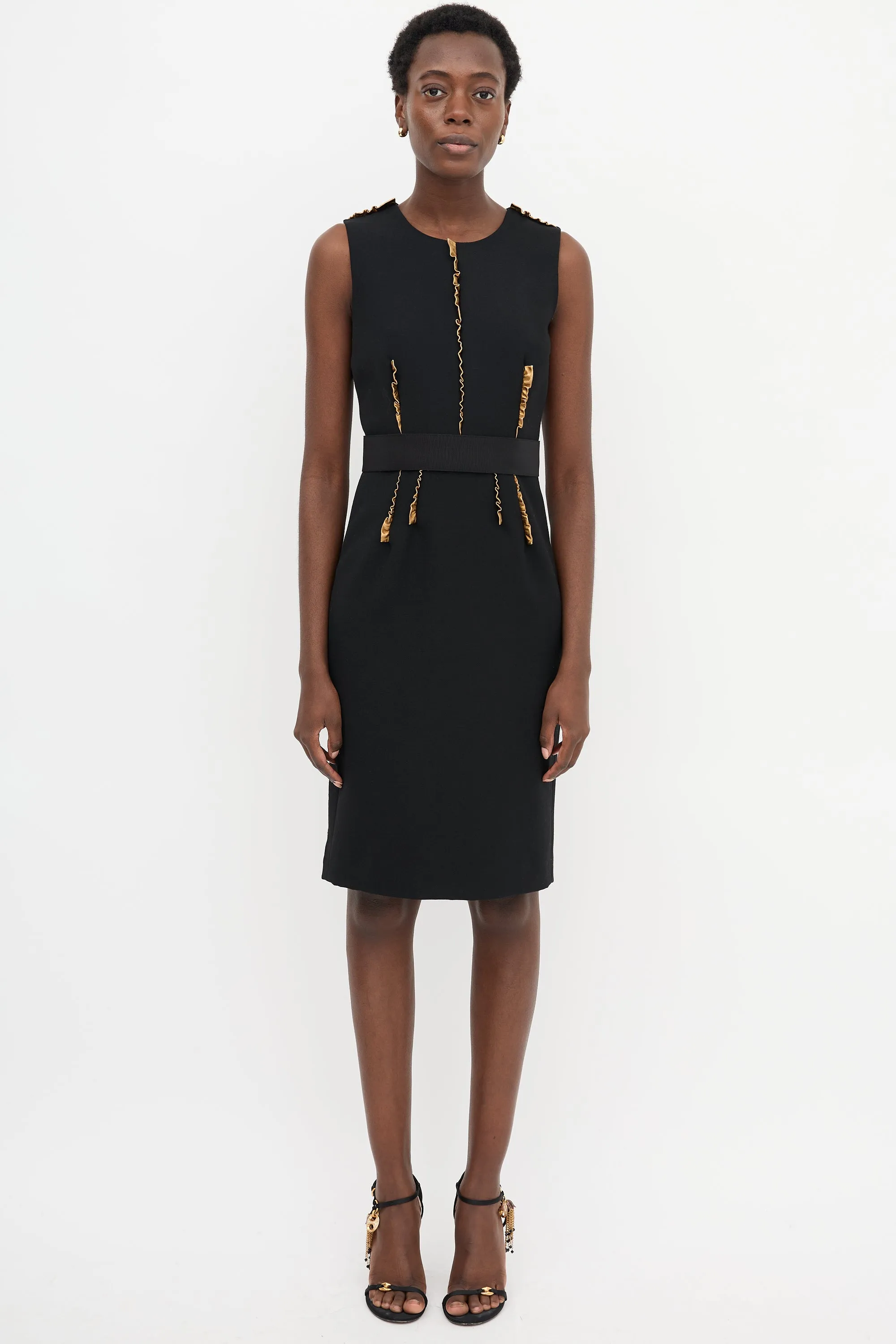 Leather Trim Sheath Dress sold by VSP Consignment product image thumbnail 2