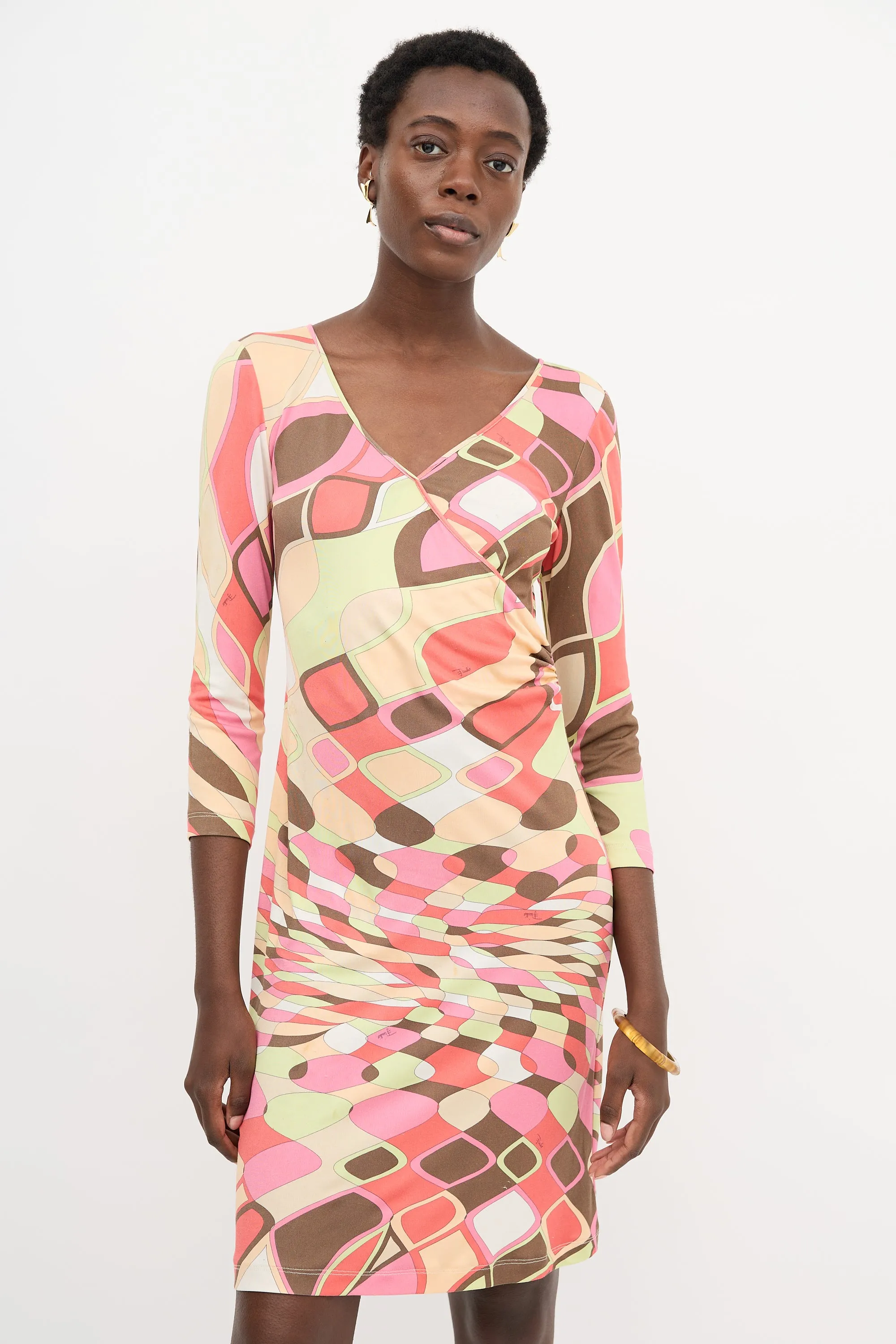 Printed Faux Wrap Dress sold by VSP Consignment