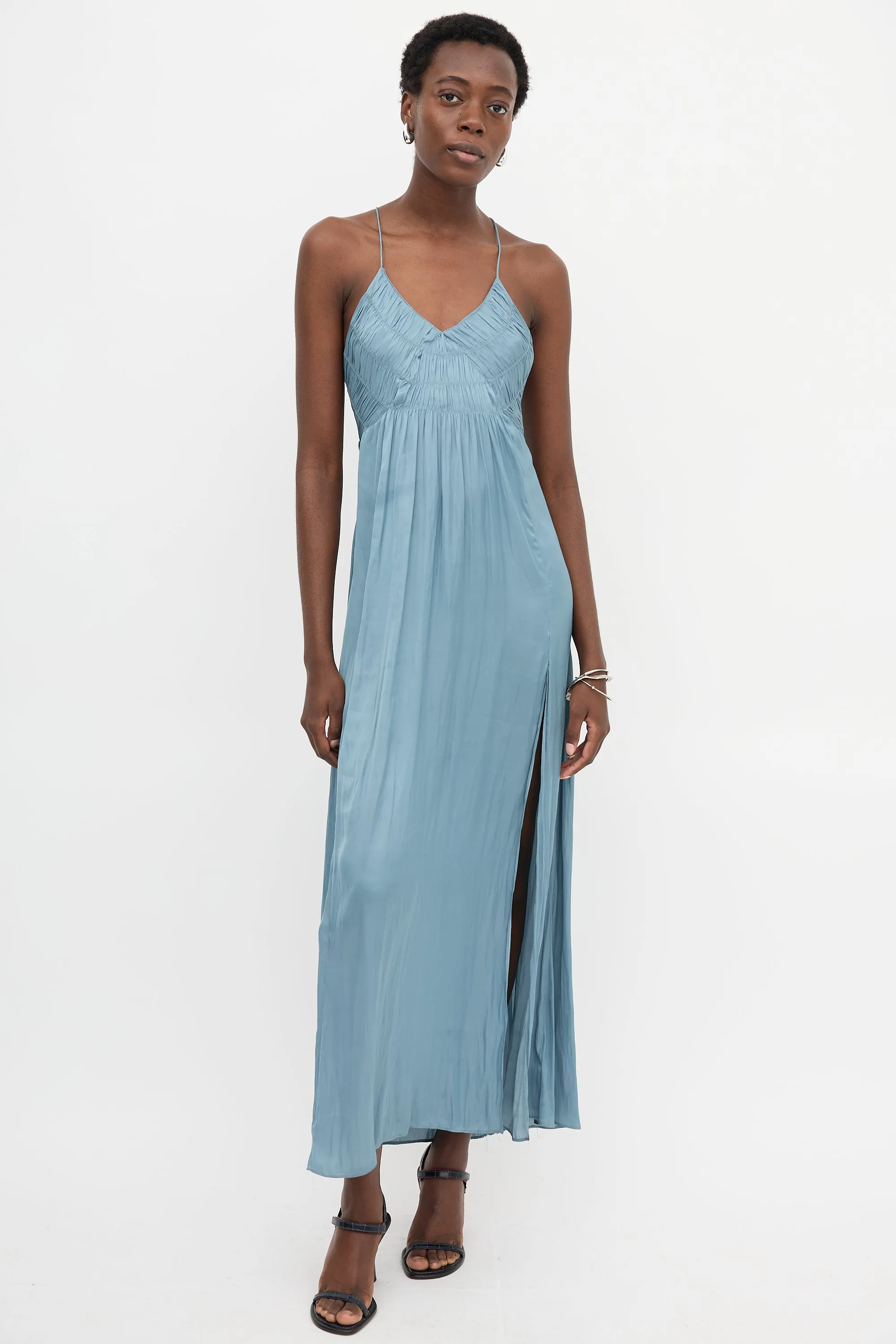 Satin Rayonne Smocked Dress sold by VSP Consignment product image thumbnail 4