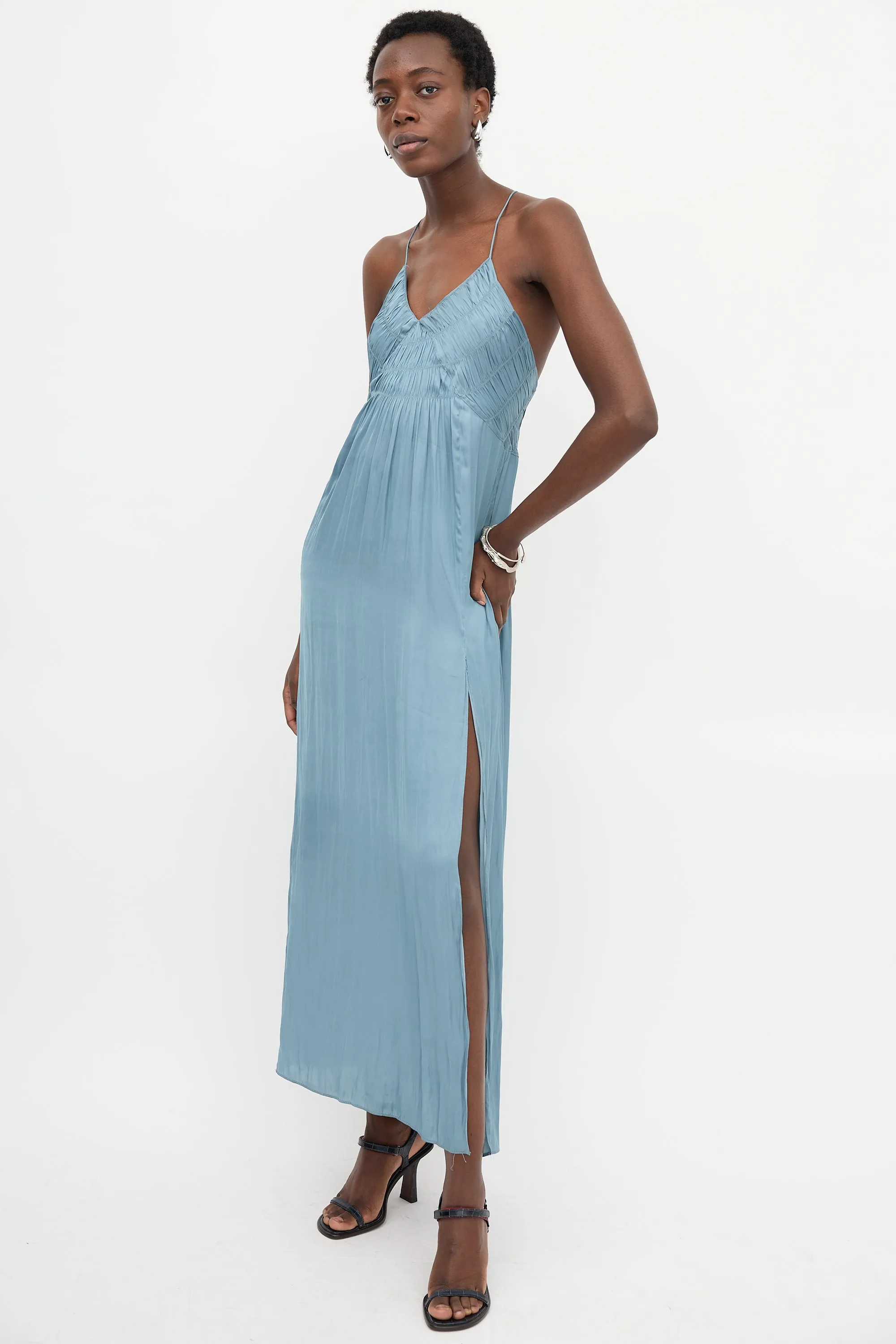 Satin Rayonne Smocked Dress sold by VSP Consignment product image thumbnail 2