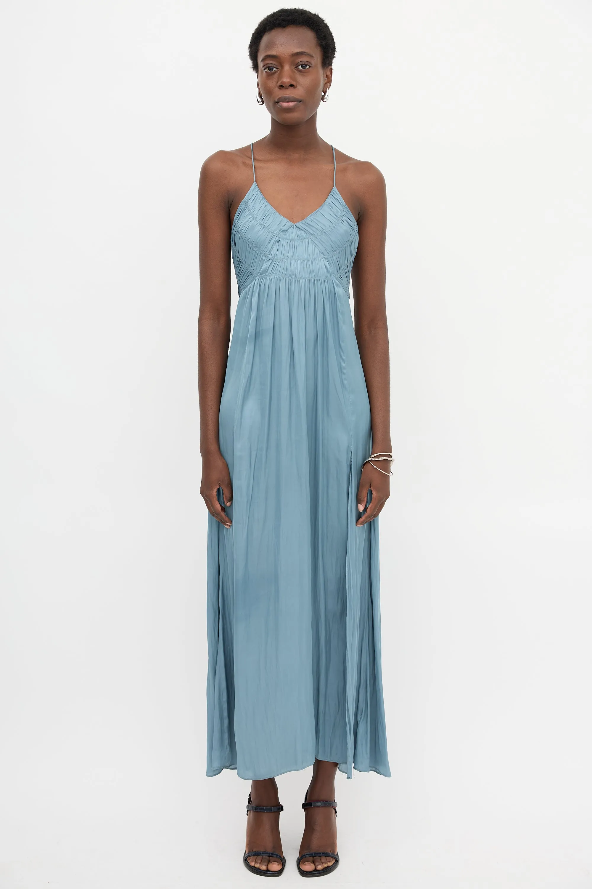 Satin Rayonne Smocked Dress sold by VSP Consignment