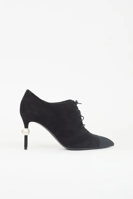 Suede Lace Up Bootie made by Chanel