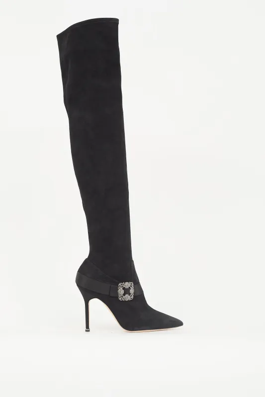 Suede Plinianuthi 105 Boot made by Manolo Blahnik