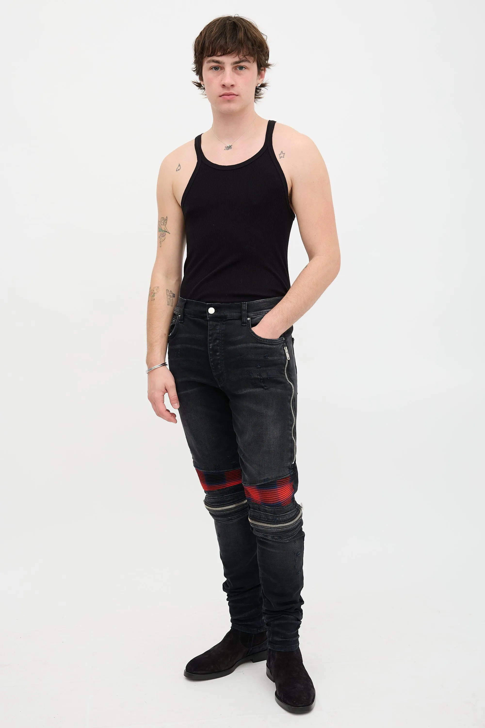 MX2 Distressed Plaid Patch Jeans sold by VSP Consignment product image thumbnail 2