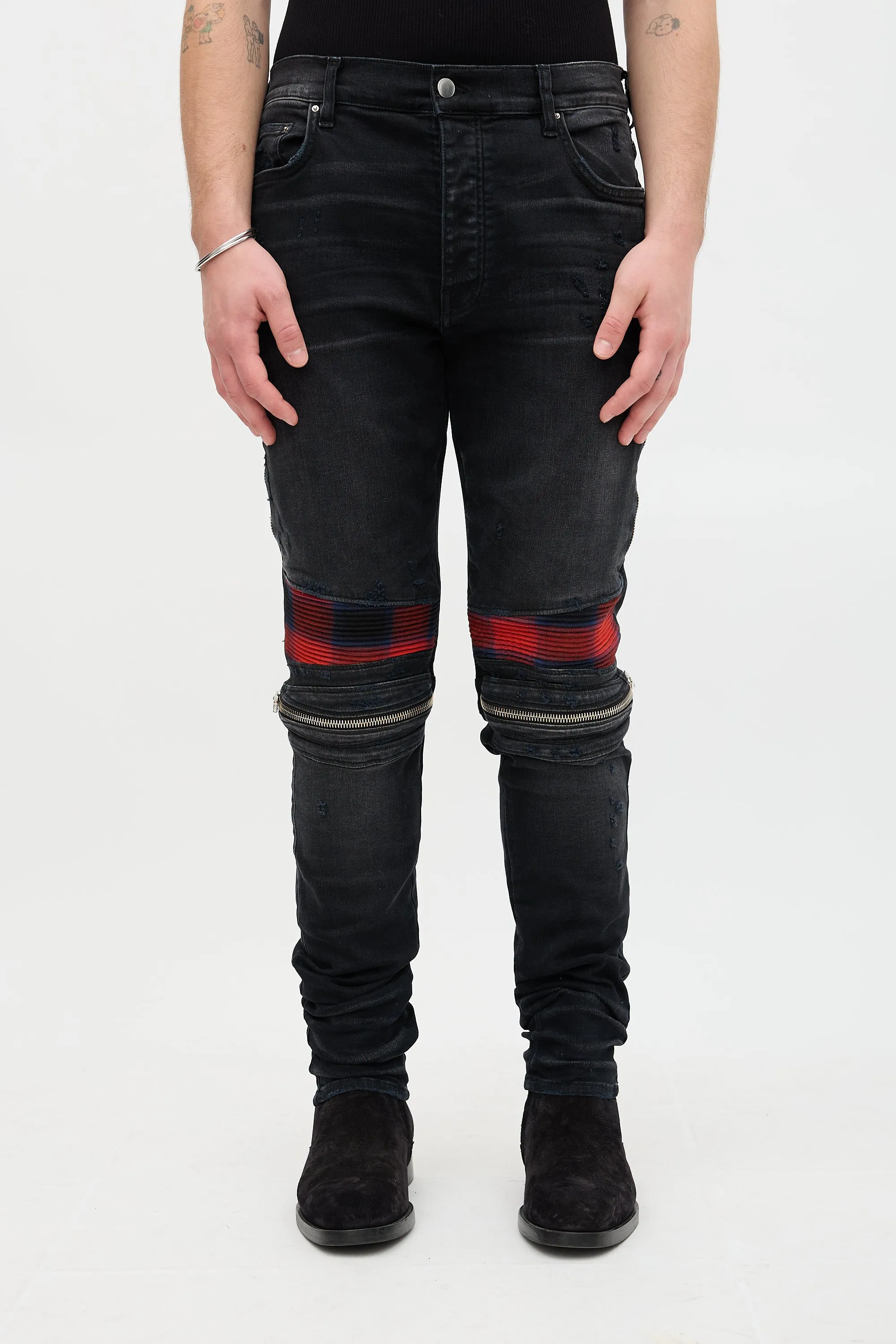 MX2 Distressed Plaid Patch Jeans sold by VSP Consignment