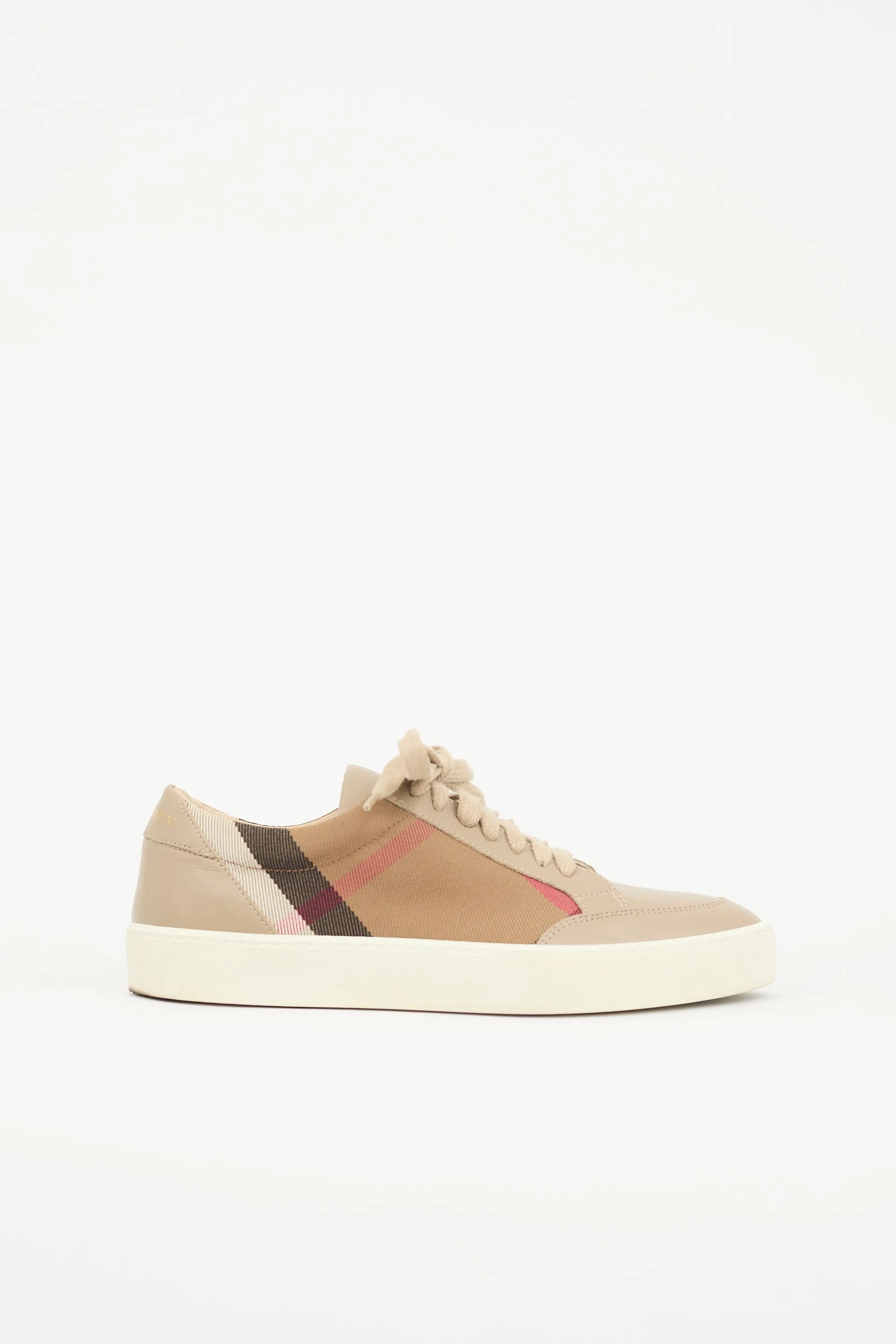 Leather & Canvas Check Sneaker sold by VSP Consignment
