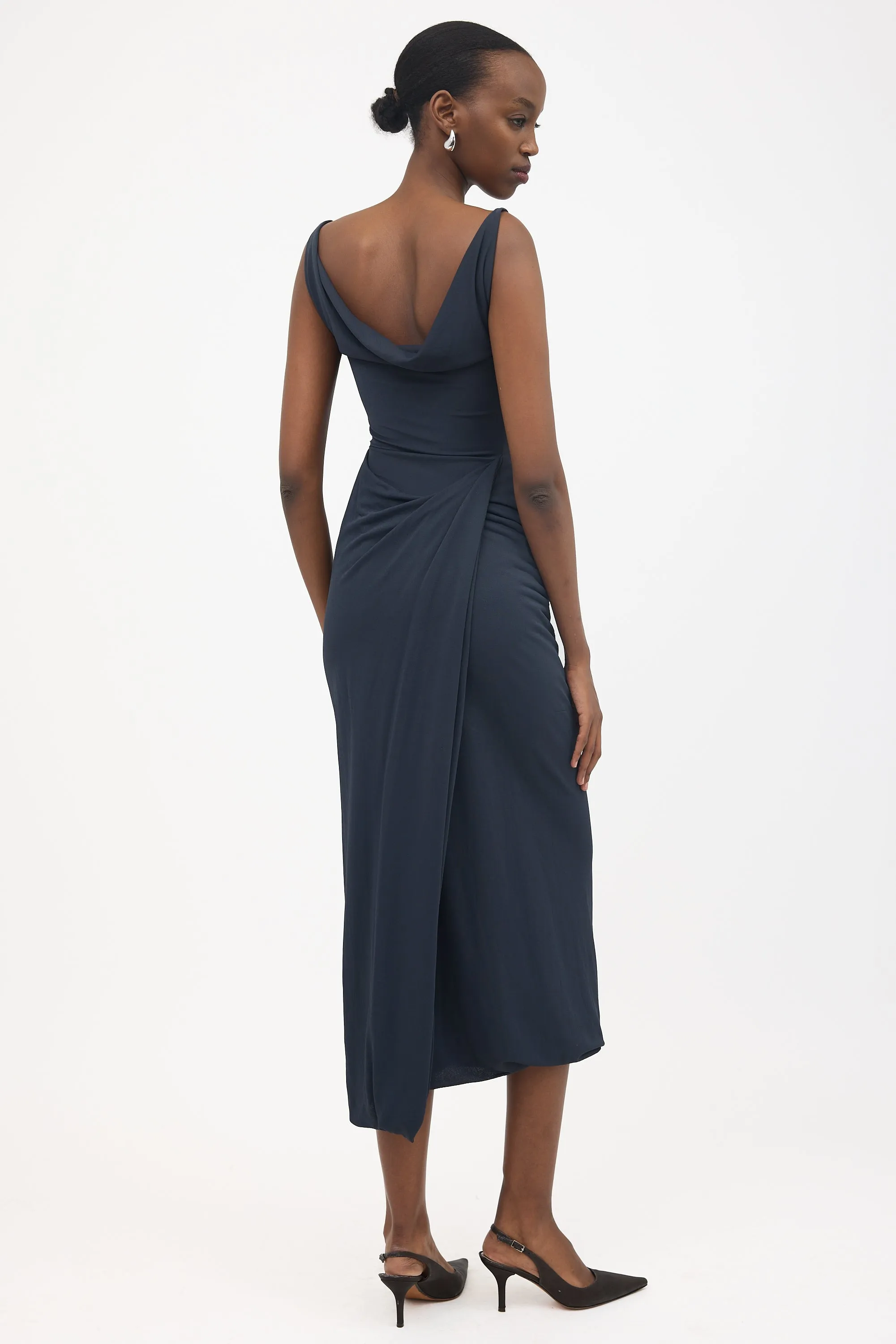Vintage Wool Draped Dress sold by VSP Consignment product image thumbnail 4