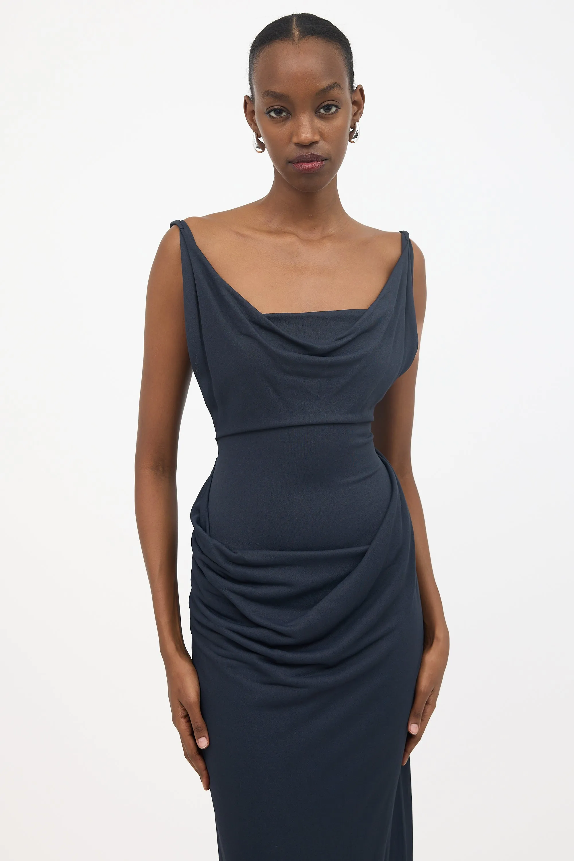 Vintage Wool Draped Dress sold by VSP Consignment product image thumbnail 5