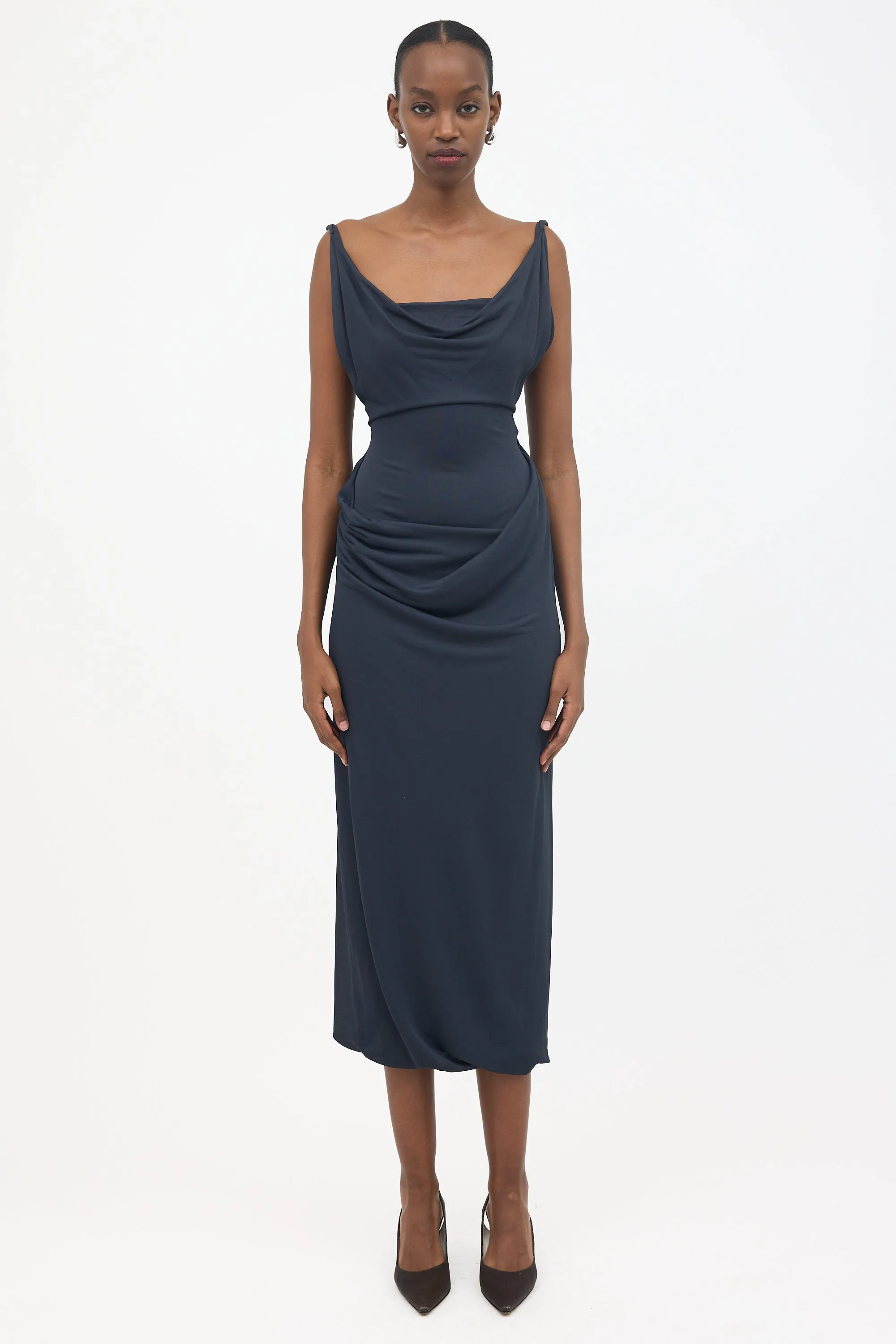Vintage Wool Draped Dress sold by VSP Consignment product image thumbnail 2