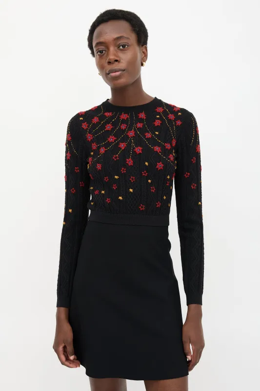Floral Embroidered Flare Dress sold by VSP Consignment