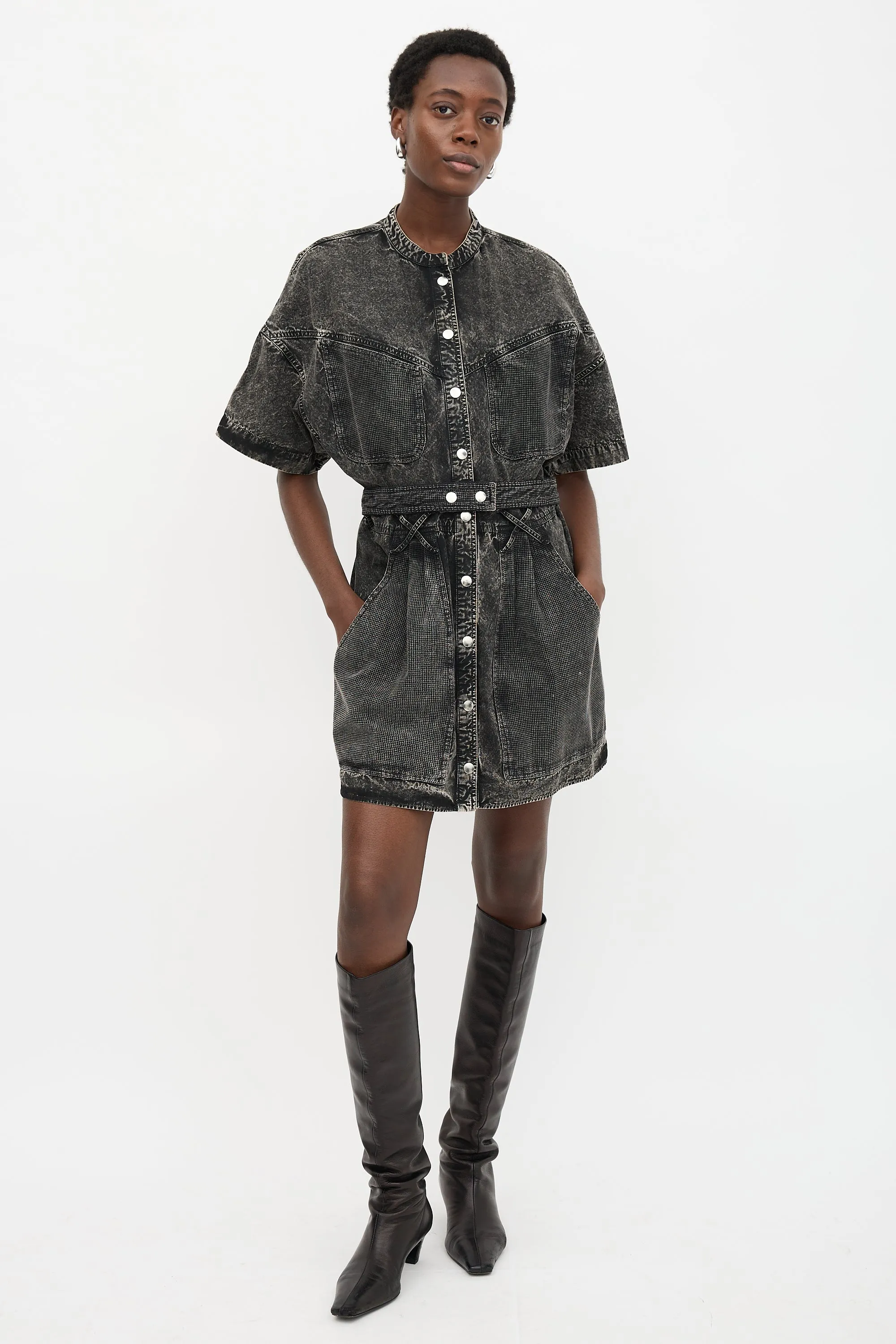 Denim Mesh Panel Dress sold by VSP Consignment product image thumbnail 5
