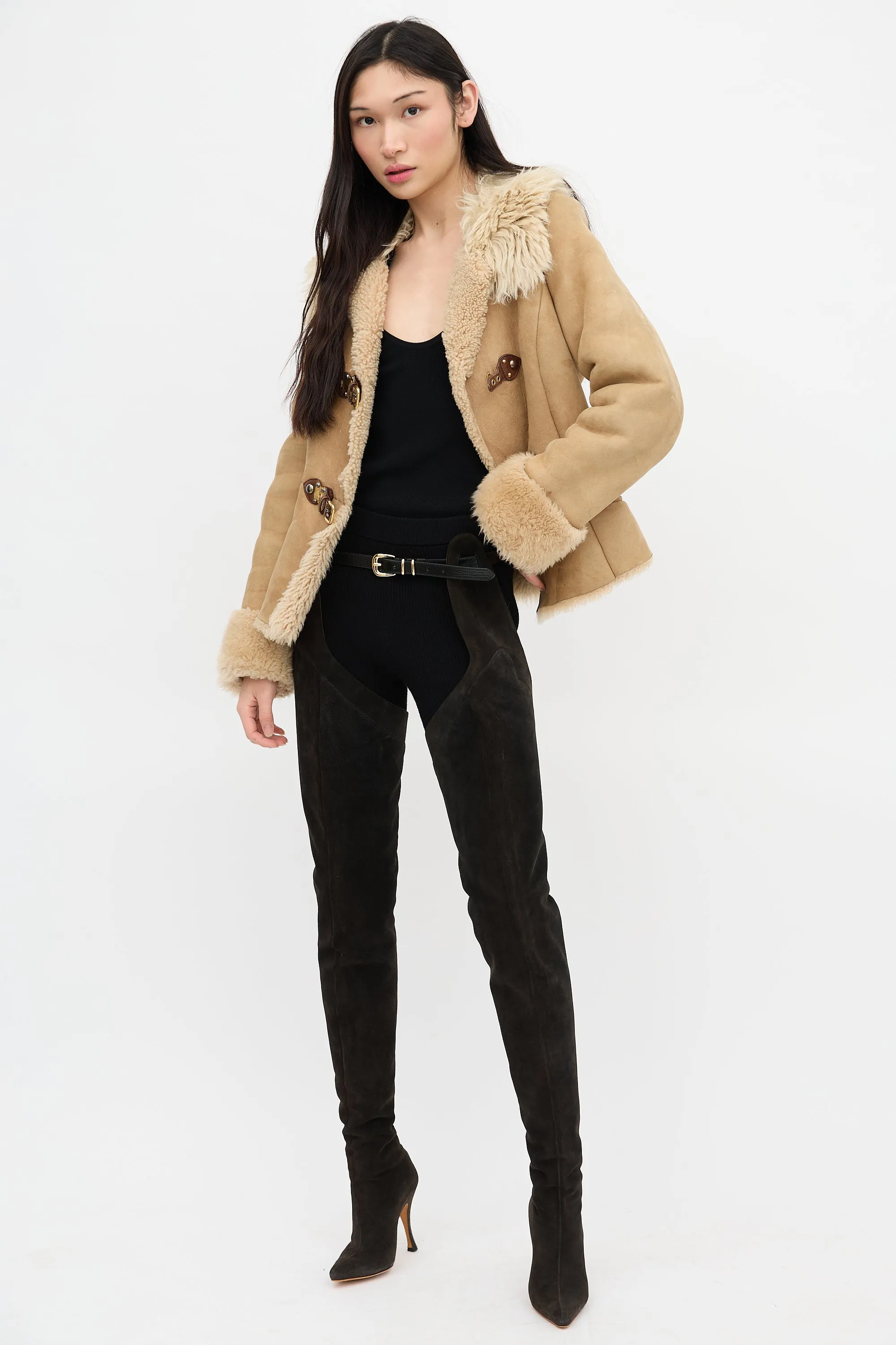 Suede Thigh-High Belted Boot sold by VSP Consignment product image thumbnail 2