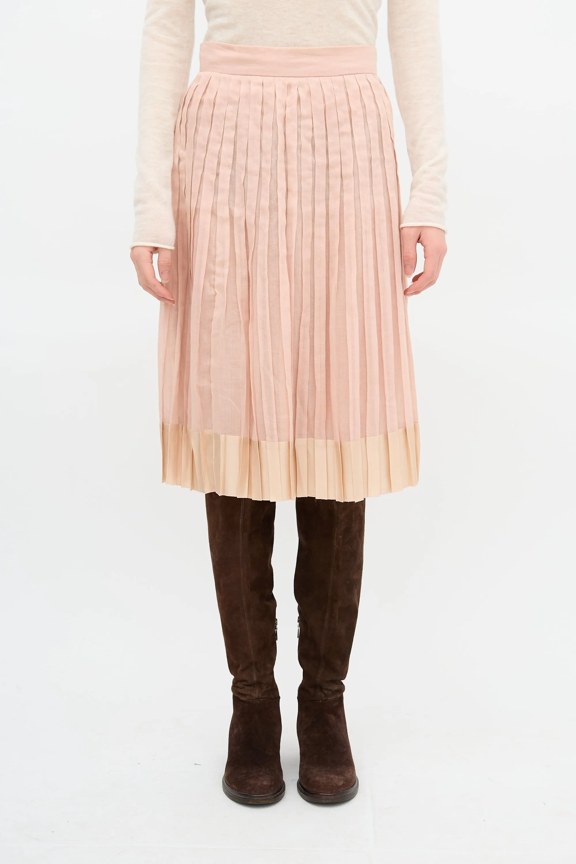 Silk Trim Pleated Skirt sold by VSP Consignment