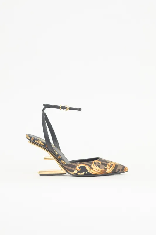 X Versace Satin Printed Pump sold by VSP Consignment