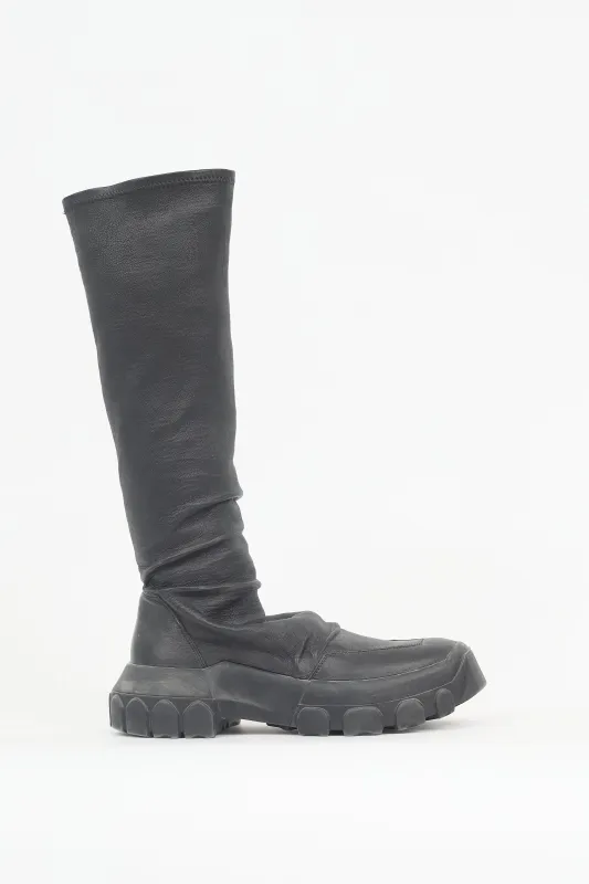 Leather Tractor Sock Boot made by Rick Owens
