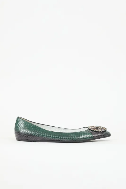 Exotic Crystal Embellished Flat made by Oscar de la Renta