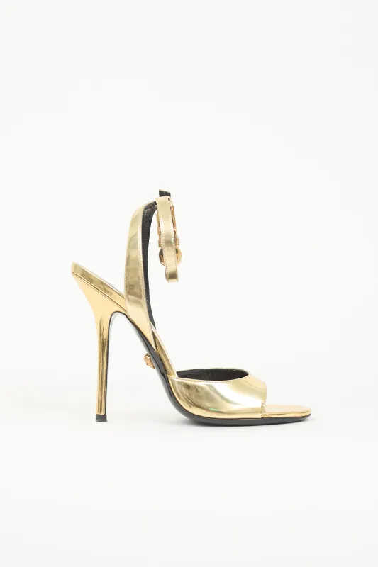 Metallic Medusa Safety Pin Sandal made by Versace